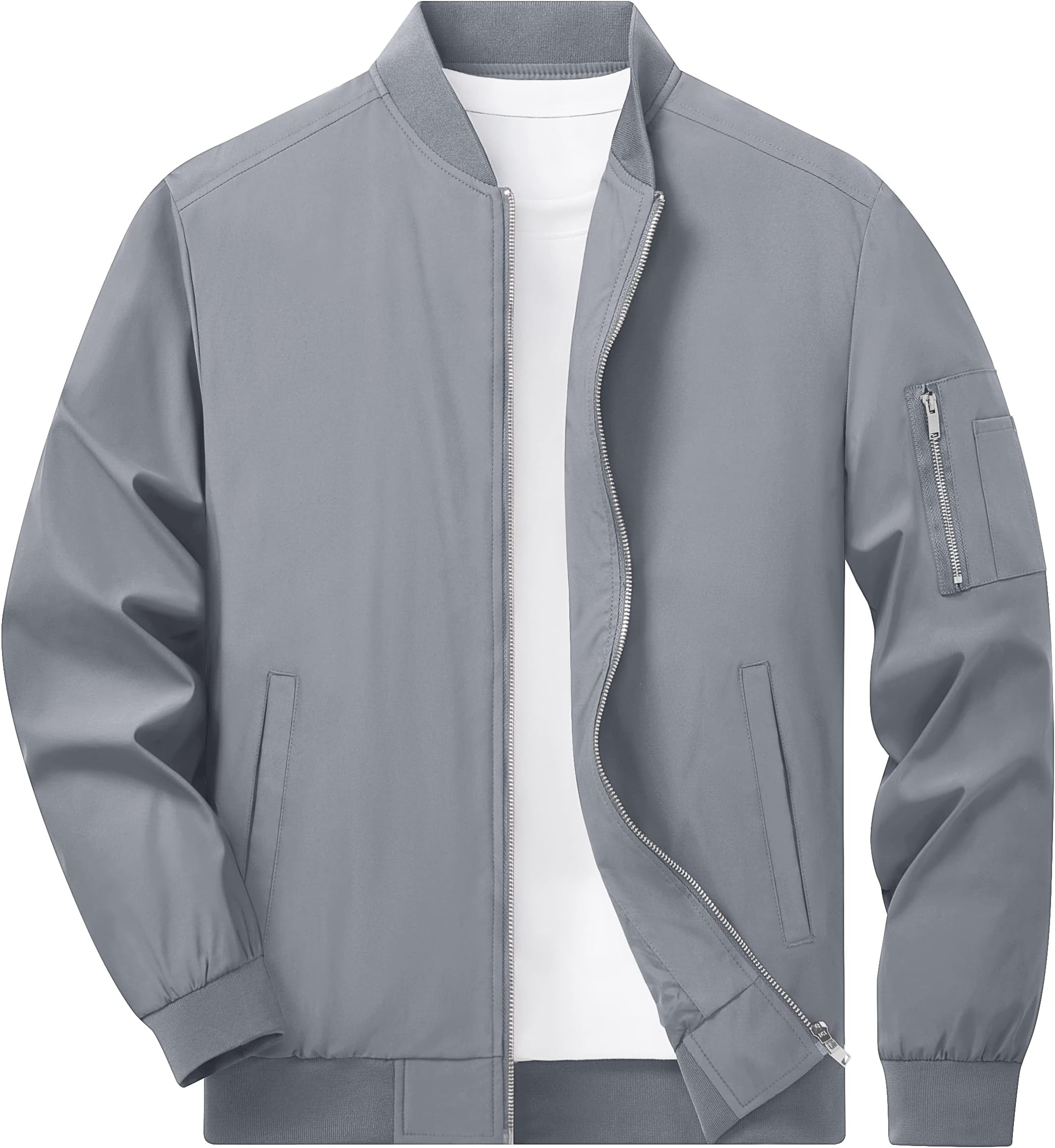 TACVASENMen's Bomber Jacket Lightweight Casual Spring Fall Windbreaker Zip Up Coat with Pocket