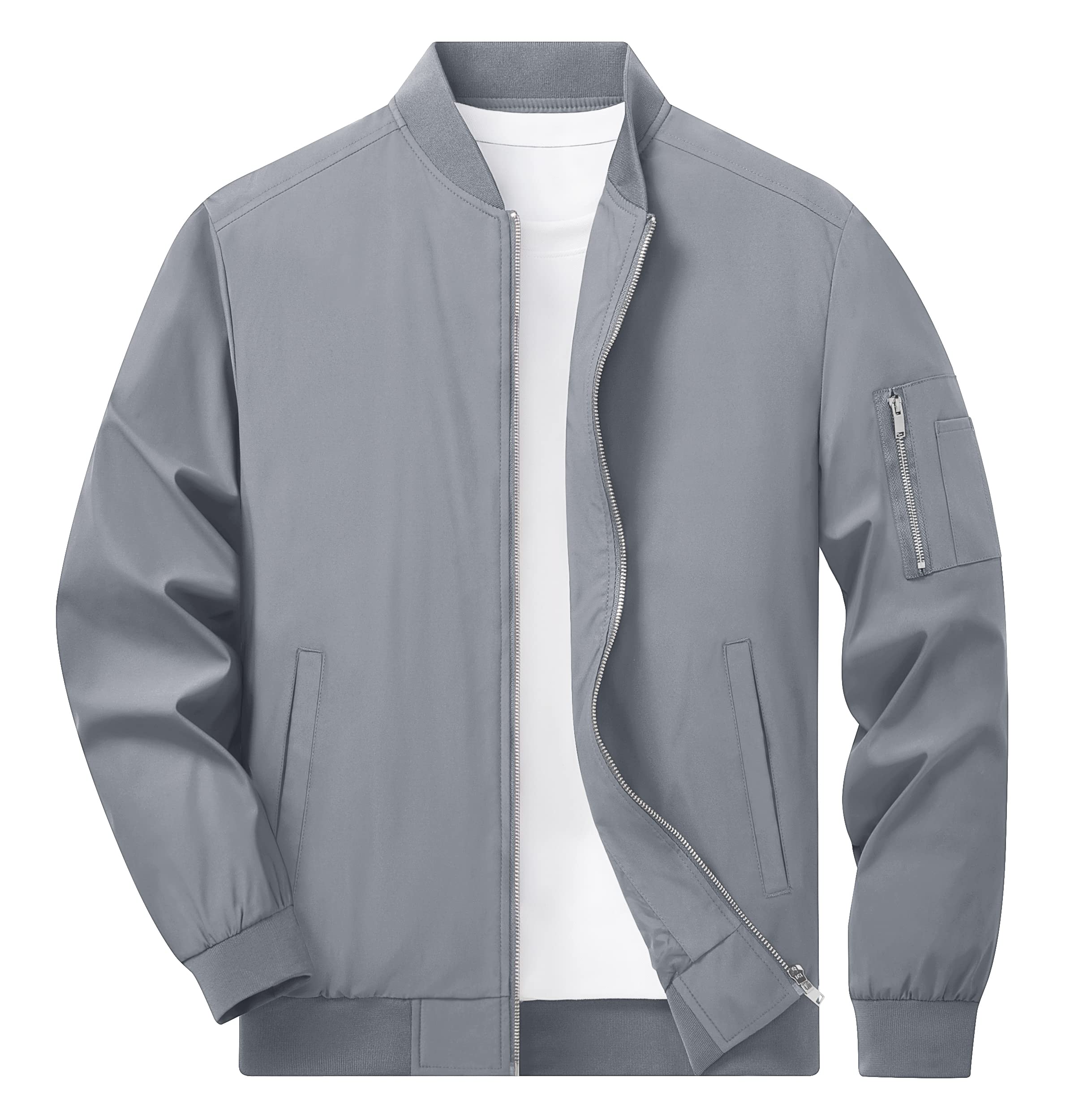 TACVASENMen's Bomber Jacket Lightweight Casual Spring Fall Windbreaker Zip Up Coat with Pocket