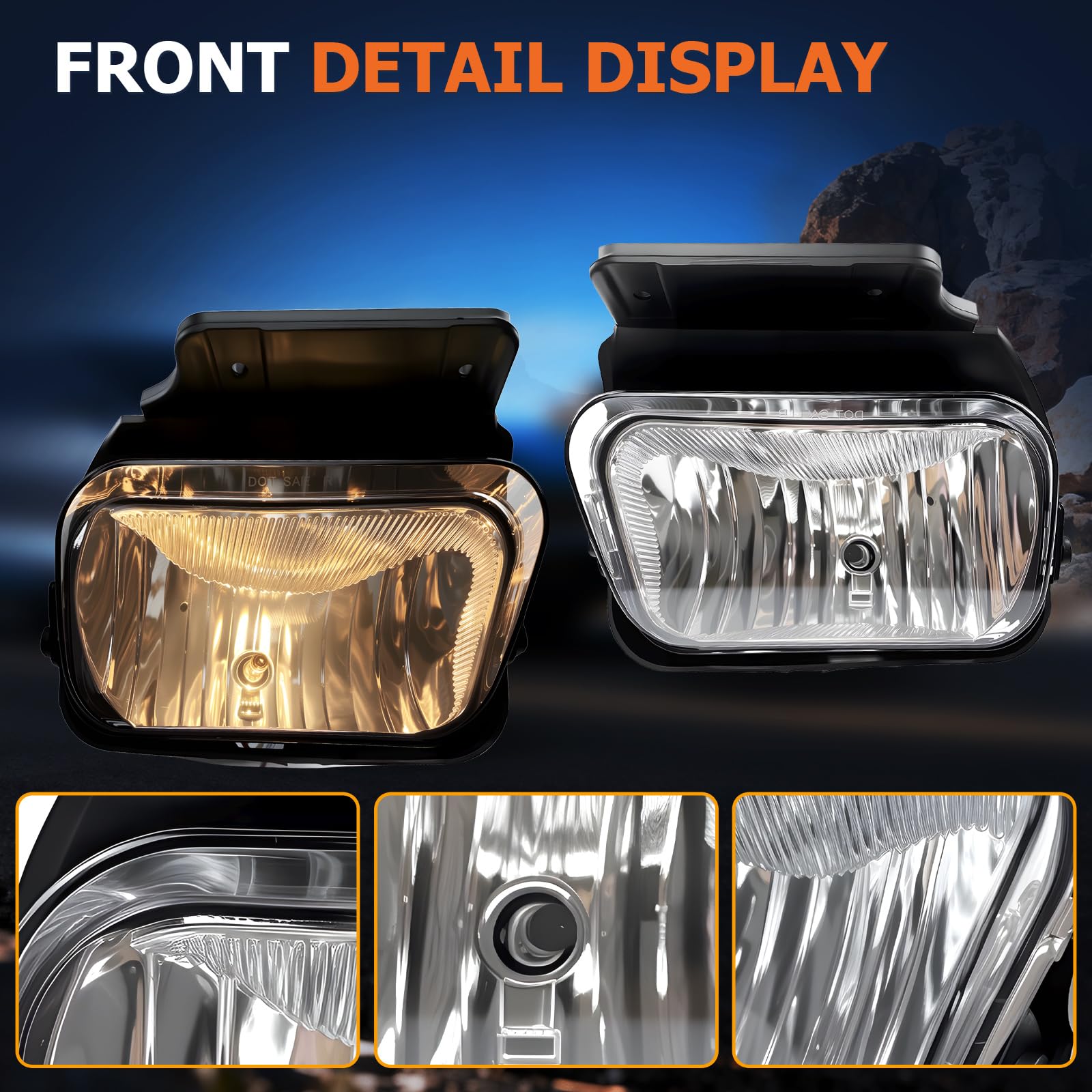 Pair Bumper Fog Lights For 2003-2007 Chevy Silverado & 2002-2006 Avalanche - W/Bulbs - View #8