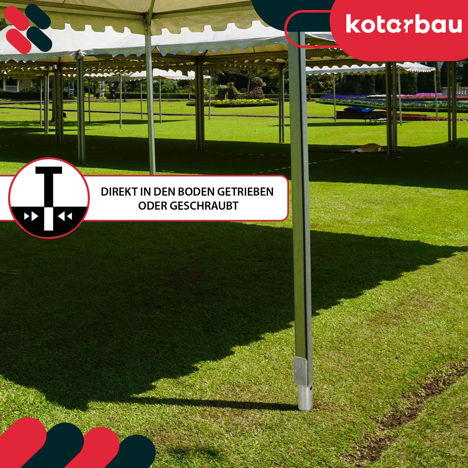 KOTARBAU® 4 Stk. L Pfostenträger zum Einschrauben L 735mm verzinkter Stahl Einschlaghülse Einschlagbodenhülse Pfostensockel L-Bolzen Erdanker Erdungsspieß Anker Holzpfosten Pavillon-Zäune Gartenzaun
