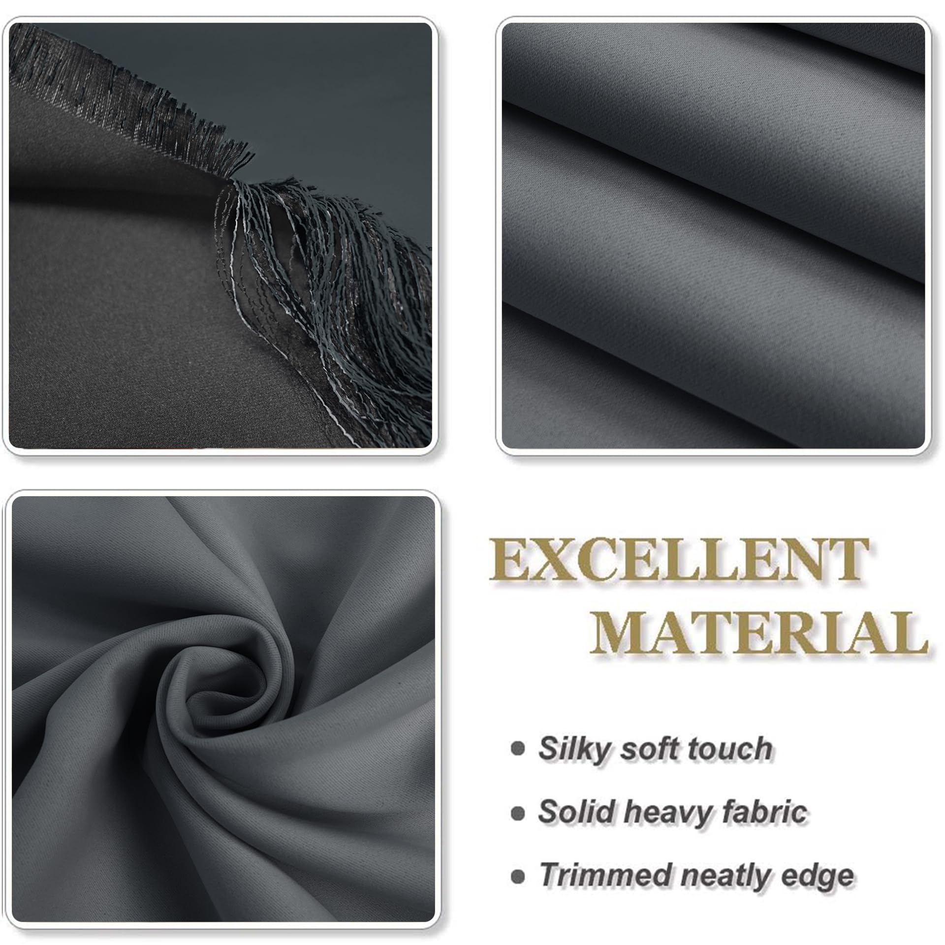 Tende Oscuranti per Interni con Fettuccia 160 x 260 cm Tinta Unita Moderne Tende Oscuranti Corte Termiche Anti-Rumore per Soggiorno Camera Balcone, Grigio