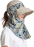 Vista 5 de icolor Sombreros de sol para mujer, protección solar UPF 50, sombrero de verano al aire libre, visera con solapa, sombrero de cola de caballo, Marrón