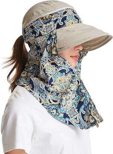 Miniatura 5 de icolor Sombreros de sol para mujer, protección solar UPF 50, sombrero de verano al aire libre, visera con solapa, sombrero de cola de caballo, Marrón