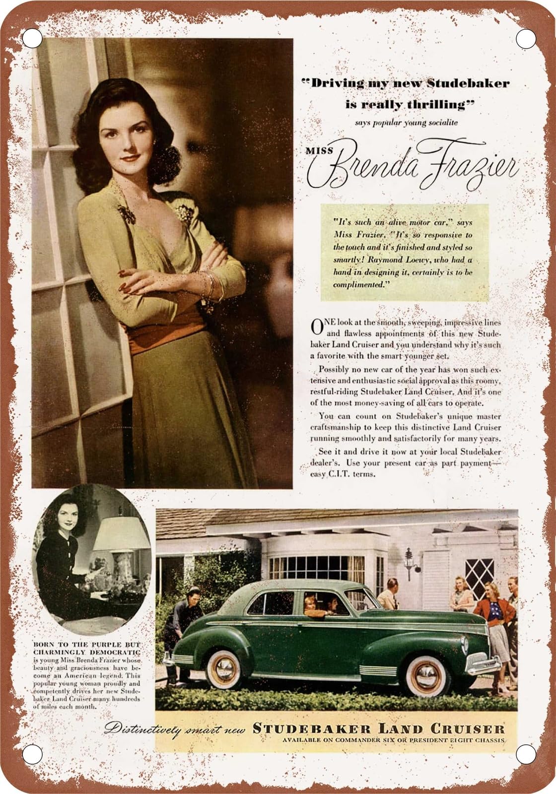 METAL SIGN - 1941 Studebaker Vintage Ad 02 - Old Retro Rusty Look home decor