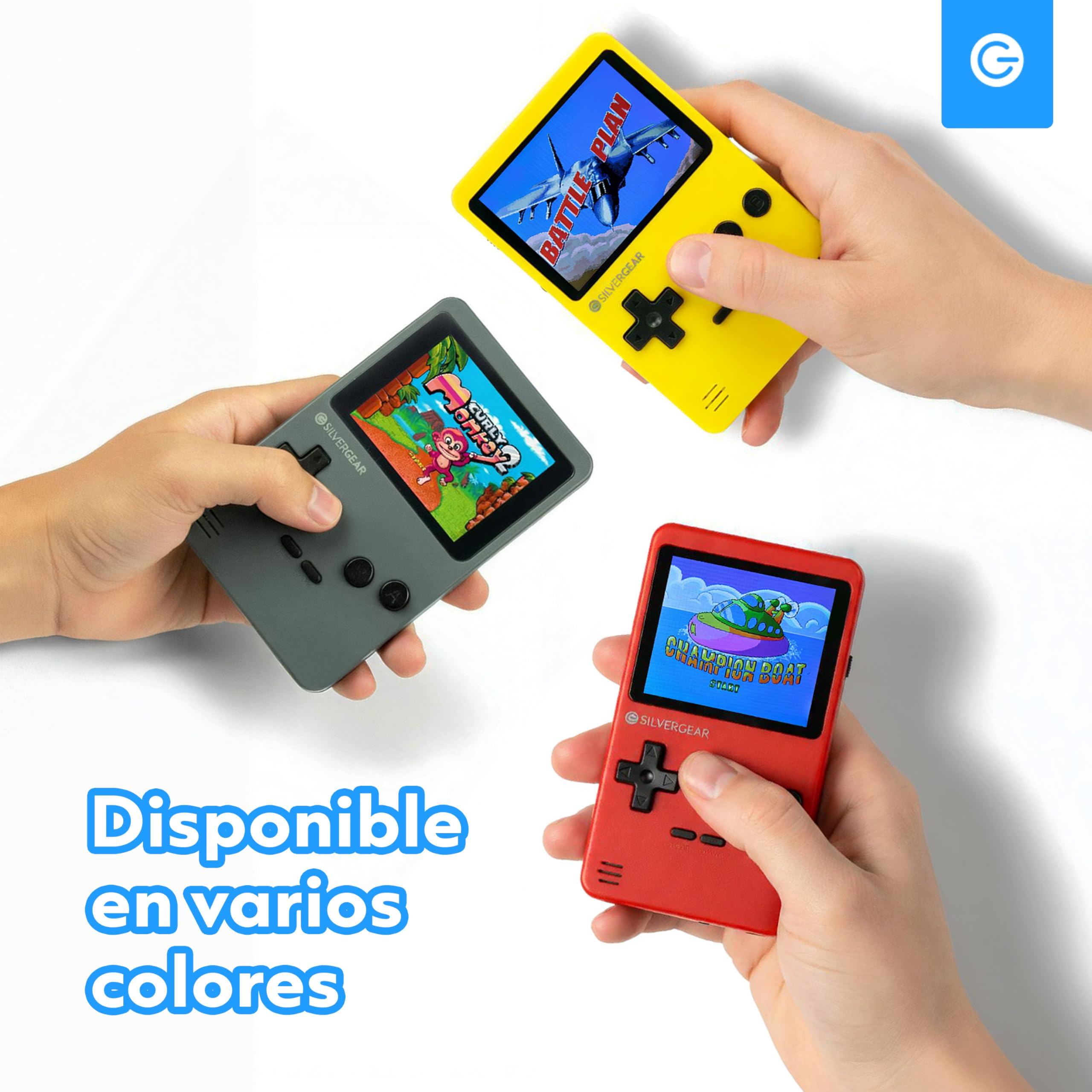 Silvergear® Consola Retro Portátil | Videoconsola Retro Arcade con 240 Juegos Clásicos en 6 Categorias | Mini Consola con Juegos Retro para Niños y Adultos | 12,5x8x2,3 cm | Rojo