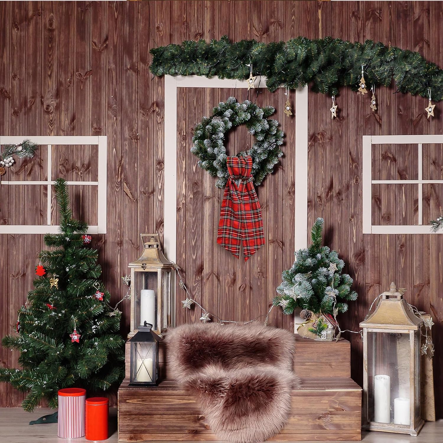 2pcs Christmas Wreath Sash for Front Door Red Buffalo Plaid Wreaths Satin Sash Burlap Garland Ribbon Accessories for Wreath Yard Doorway Indoor Outdoor Bridal Shower Home Decor,5.1 x 54.3