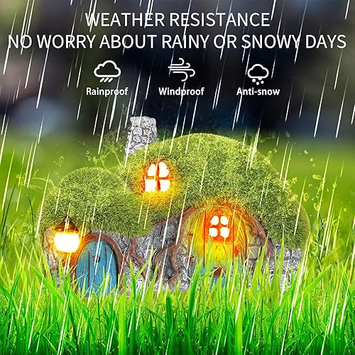 Miniatura 5 de Estatuilla de luces para exteriores, estatua de casa de jardín y 2 luces solares de globo, caracol al aire libre, decoración de jardín, impermeable,