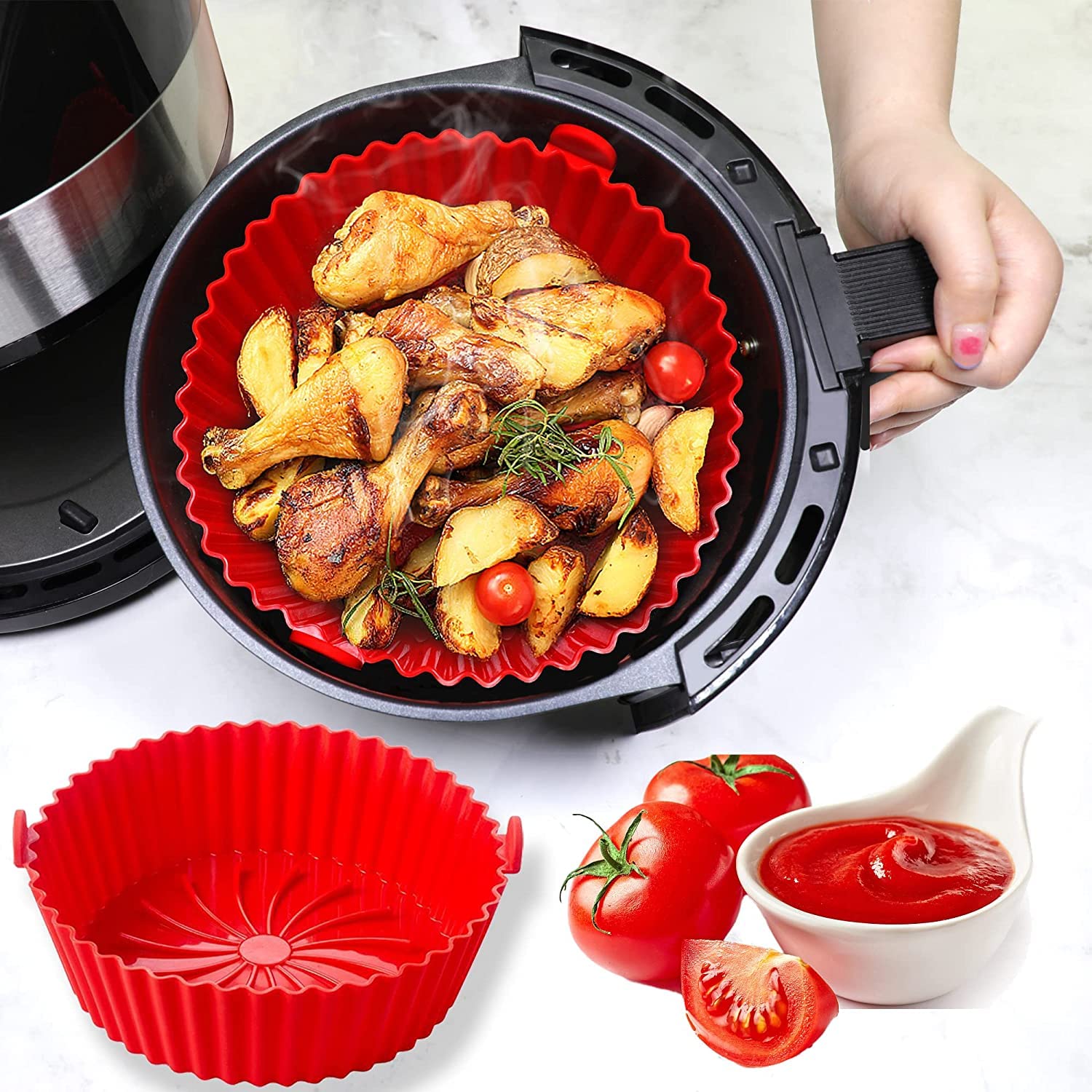 Buy LUPINEZ Air Fryer Silicone Liners Reusable NonStick Air Fryer Silicone Pot Liner Air