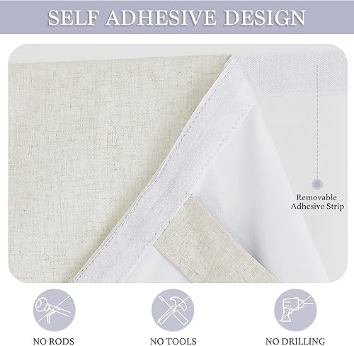 Miniatura 2 de RYB HOME - Cortina para ventana de puerta francesa, 100% opaca, de mezcla de lino, brinda privacidad, con aislamiento térmico, oscurece habitación,