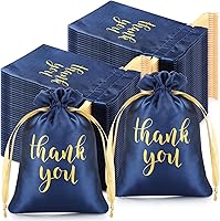 Vista 1 de Roowest 100 bolsas de regalo de satén con cordón de agradecimiento para joyas, bolsas de dulces para bodas, despedidas de soltera, baby shower, Azul