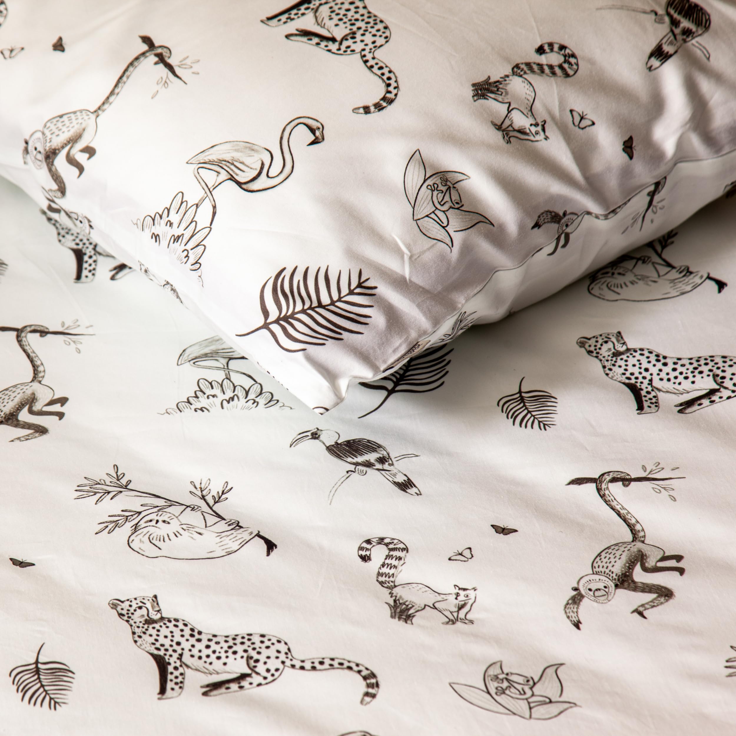 ZOOKEEPER 300 TC 100% Pure Cotton Bed Sheet and Shams Set | Kids Bed Sheet with Pillow Cover for Single Bed | Jungle Stories-image-21