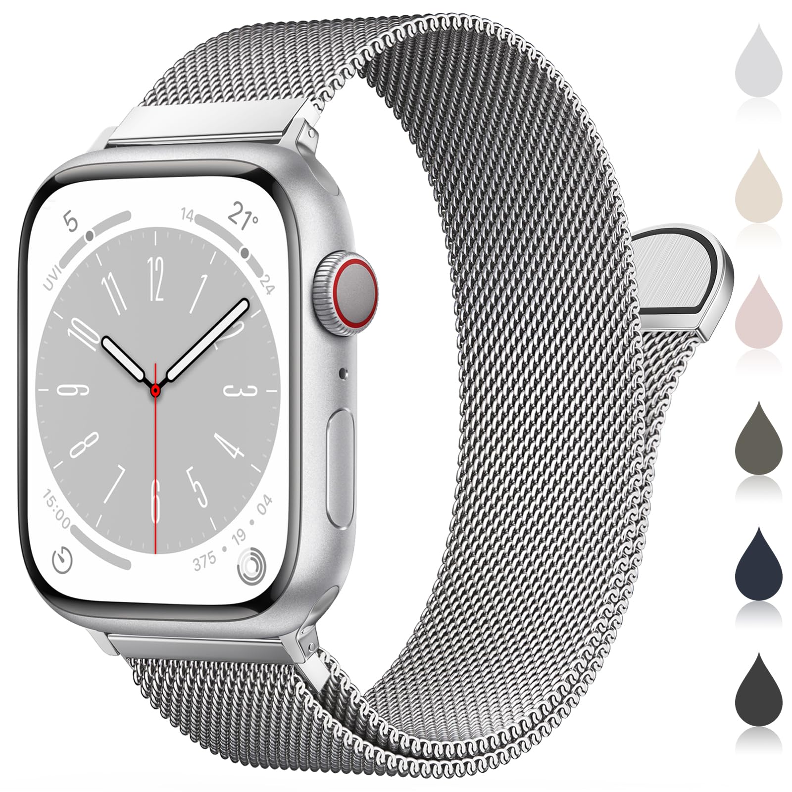 Original Milanese Loop Compatible with Apple Watch Straps 38mm 40mm 41mm 42mm 44mm 45mm 46mm 49mm Women & Men, Magnetic Clasp Adjustable Metal Bands for iWatch Series 11 10 9 8 7 6 5 4 2,Ultra 3,SE 3 — view 11