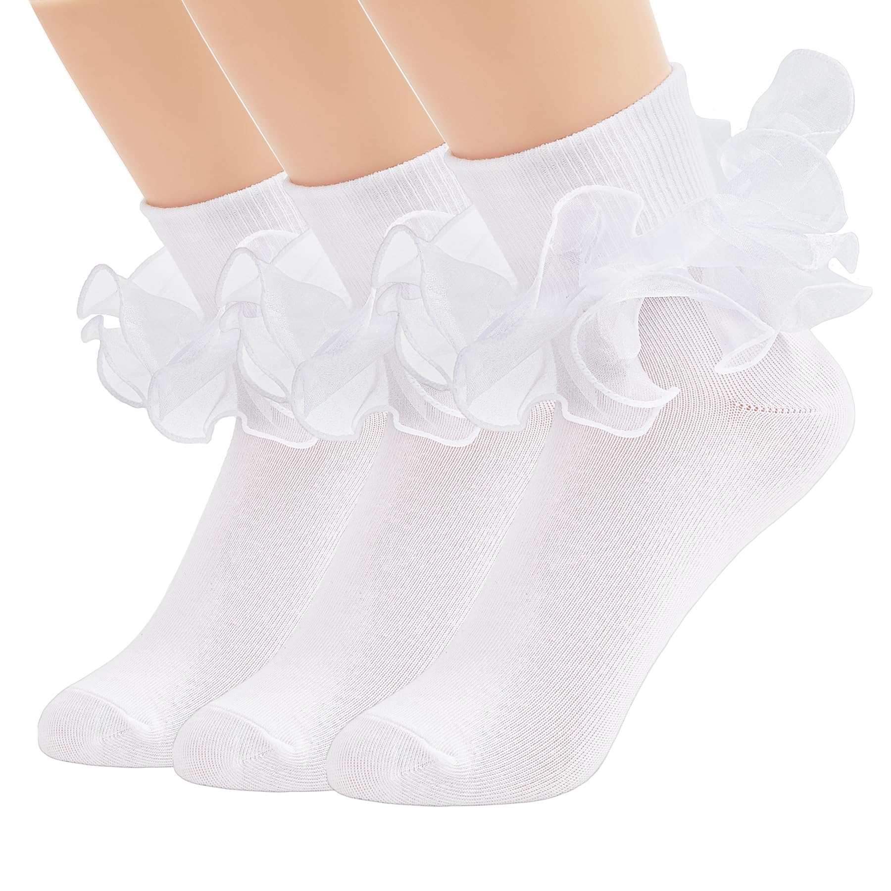 Komorebi Big Ruffle Ankle Socks Lace Frilly Cotton Socks for Women Girls