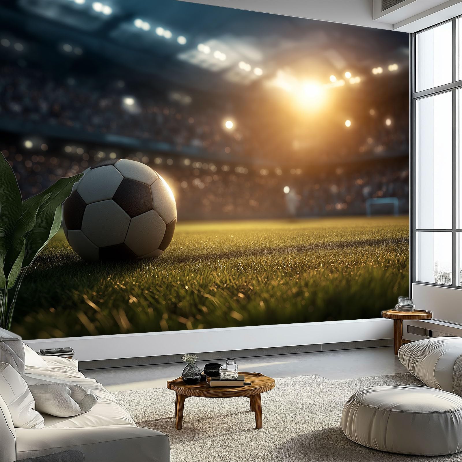 Générique Panoramiczna tapeta piłkarska stadion trawa sportowa zawody 300 x 210 cm czarna - gobelin freskowy dekoracja domu do sypialni i salonu