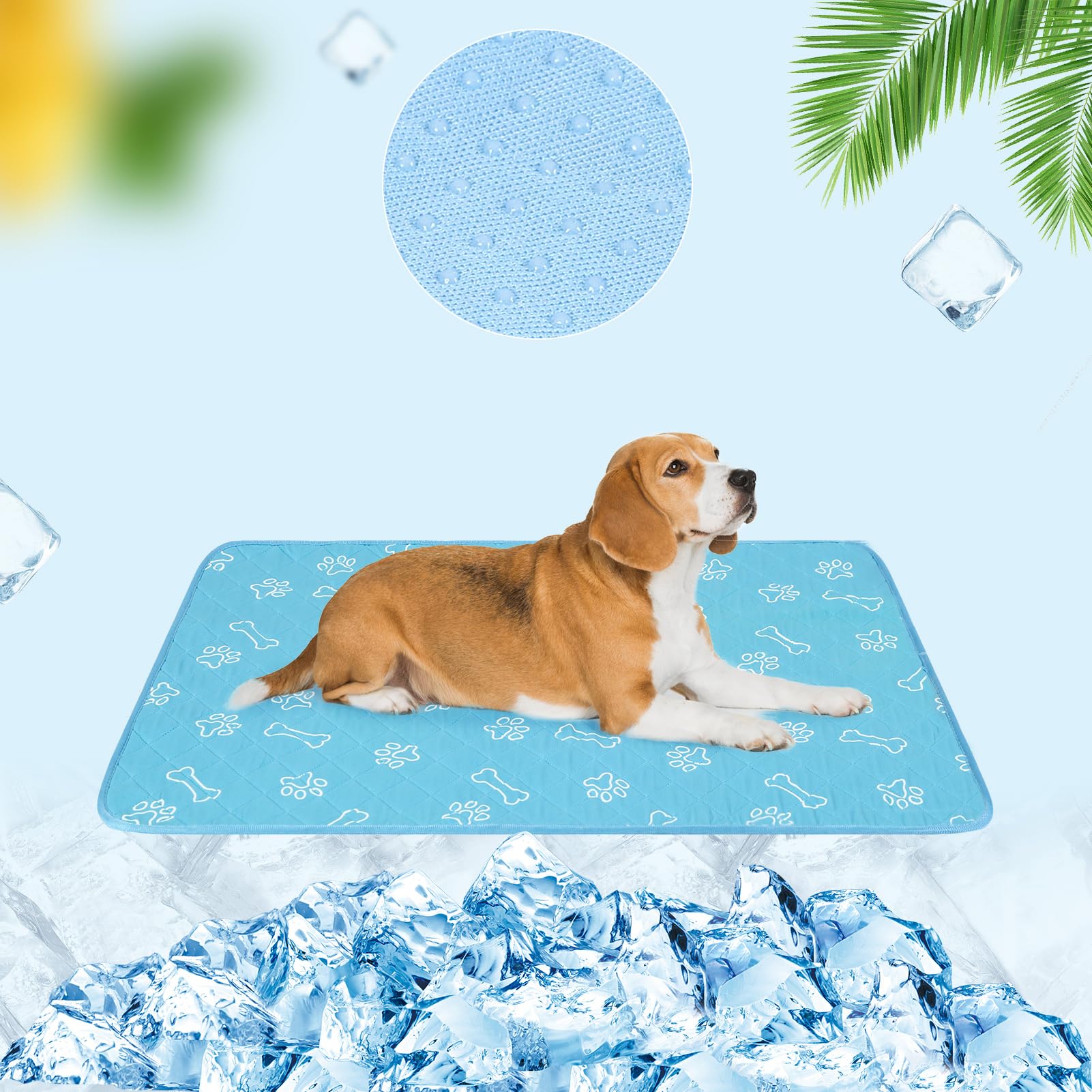 BEAUTYZOO Upgraded Dog Self Cooling Mat Ice Silk Chill Pads for Small Medium Large Dogs Q-MAX＞0.43-Summer Reusable Pet Training Pad - Absorbent