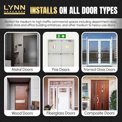 Miniatura 2 de LYNN HARDWARE Cierrapuertas automático de servicio medio/resistente (plateado) - grado comercial, elección de contratistas, velocidad y fuerza