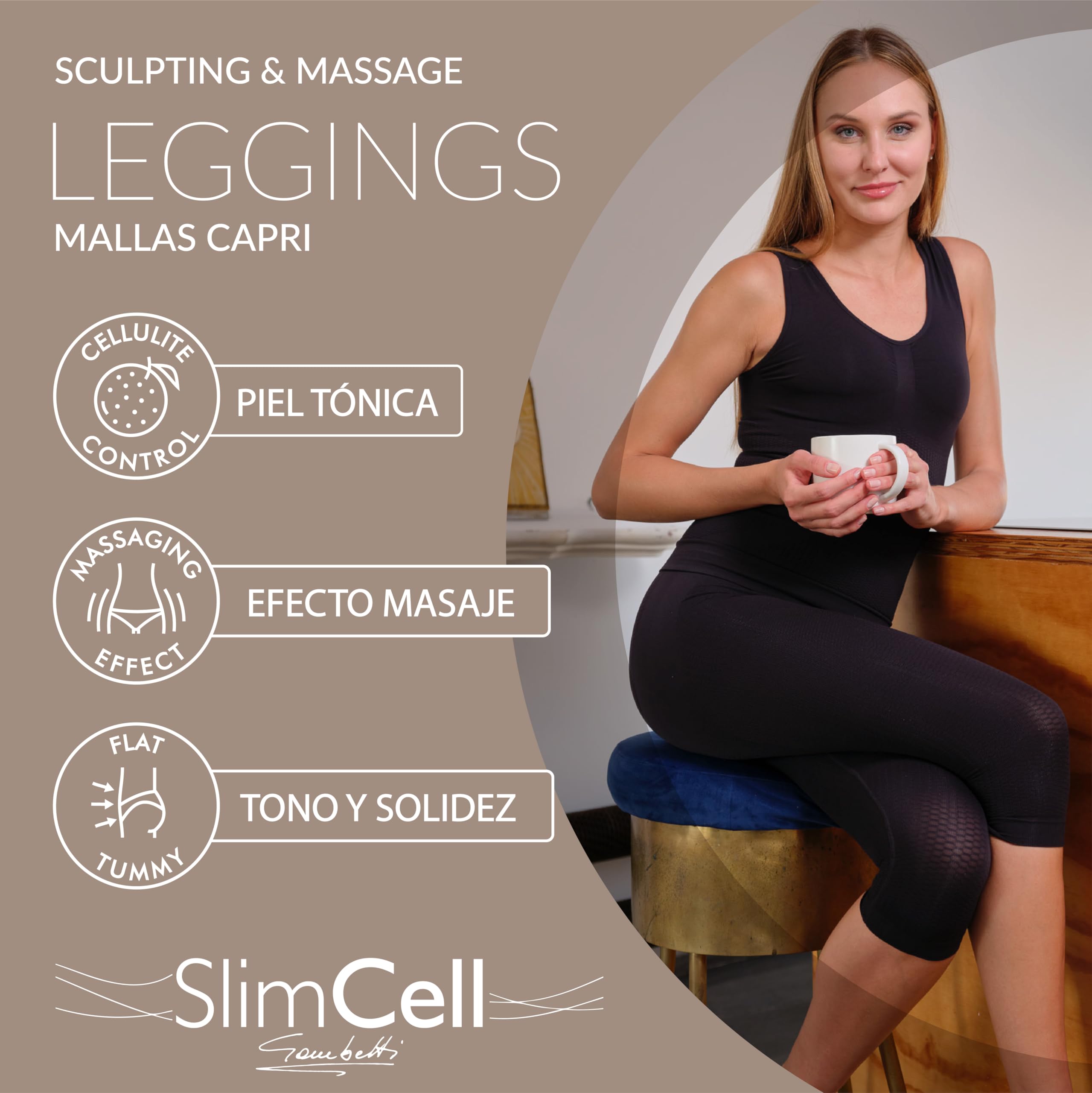 SLIMCELL Fajas Reductoras Mujer Pantalon Moldeador Anticeluliticos Capri - Braga Faja Adelgazante, Anti Cellulite Leggings, Faja Pantalon, Braga Reductora - Made in Italy