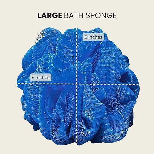 Blue Bath Sponge 3-Pack - Exfoliating Loofah with Suction Cup(Blue)