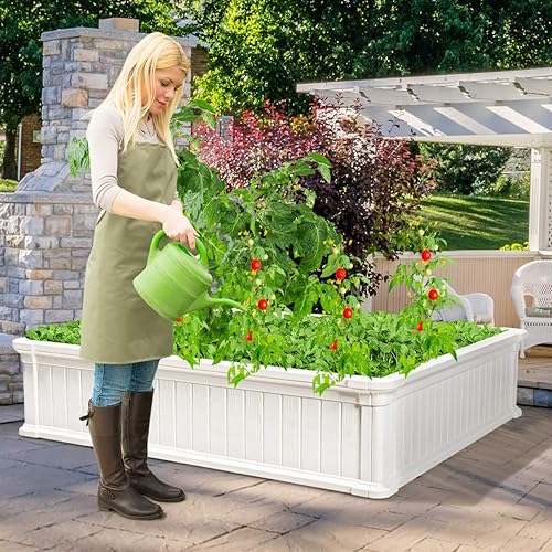 Miniatura 2 de Giantex Cama de jardín elevada, maceta para verduras de flores, caja de plantas al aire libre, patio trasero, fácil montaje (48.5 pulgadas de largo