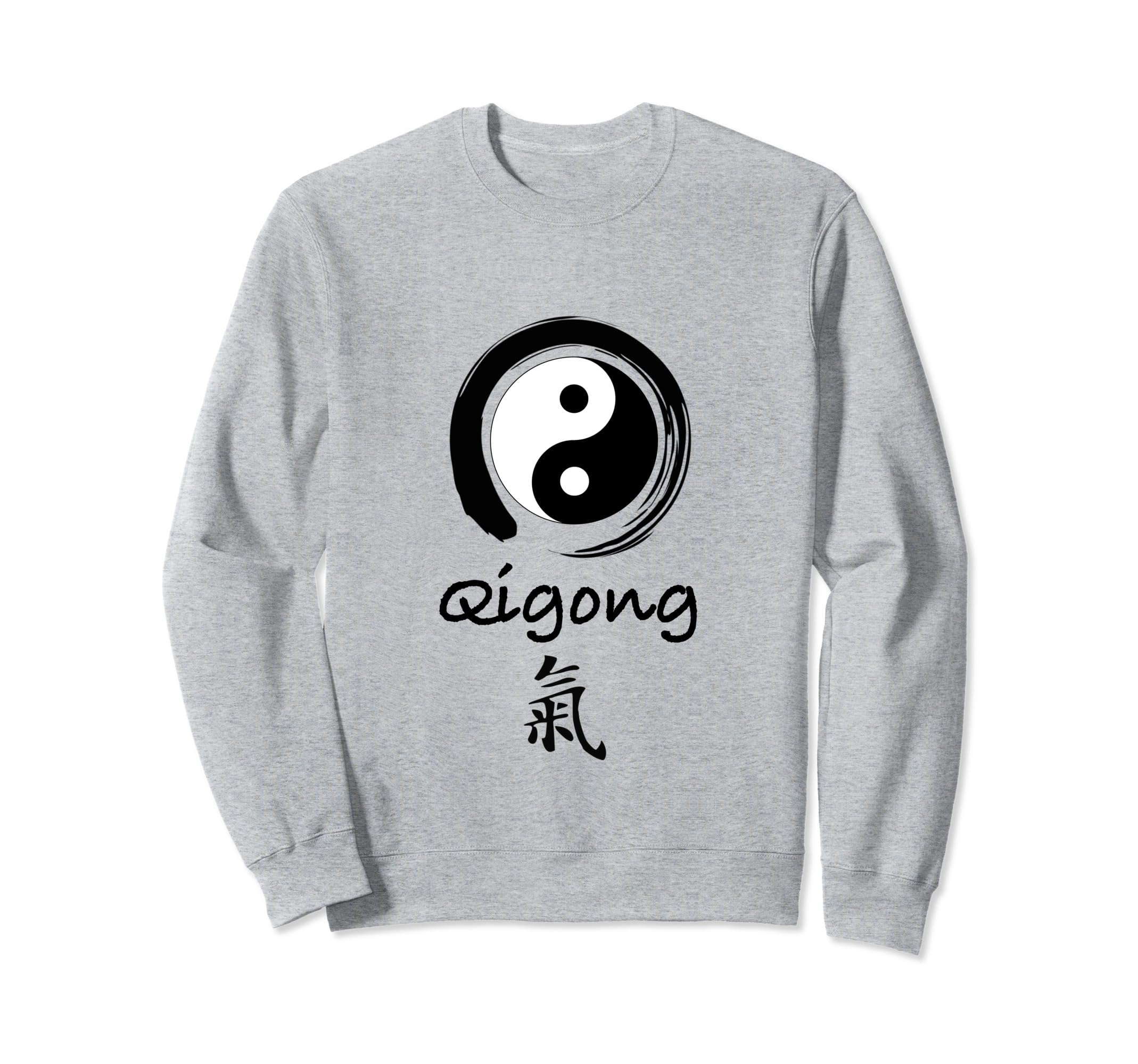 Qigong Beginner / Classic Qigong Calligraphy Qi Kanji Design Sweatshirt, Grey
