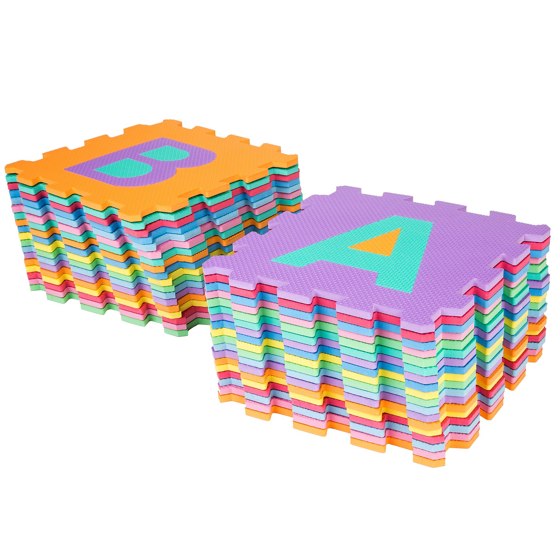 Tectake Tappeto Gioco Bambini Puzzle 189x189x1cm 86 pezzi Lettere e Numeri Gomma EVA Giochi Montessori