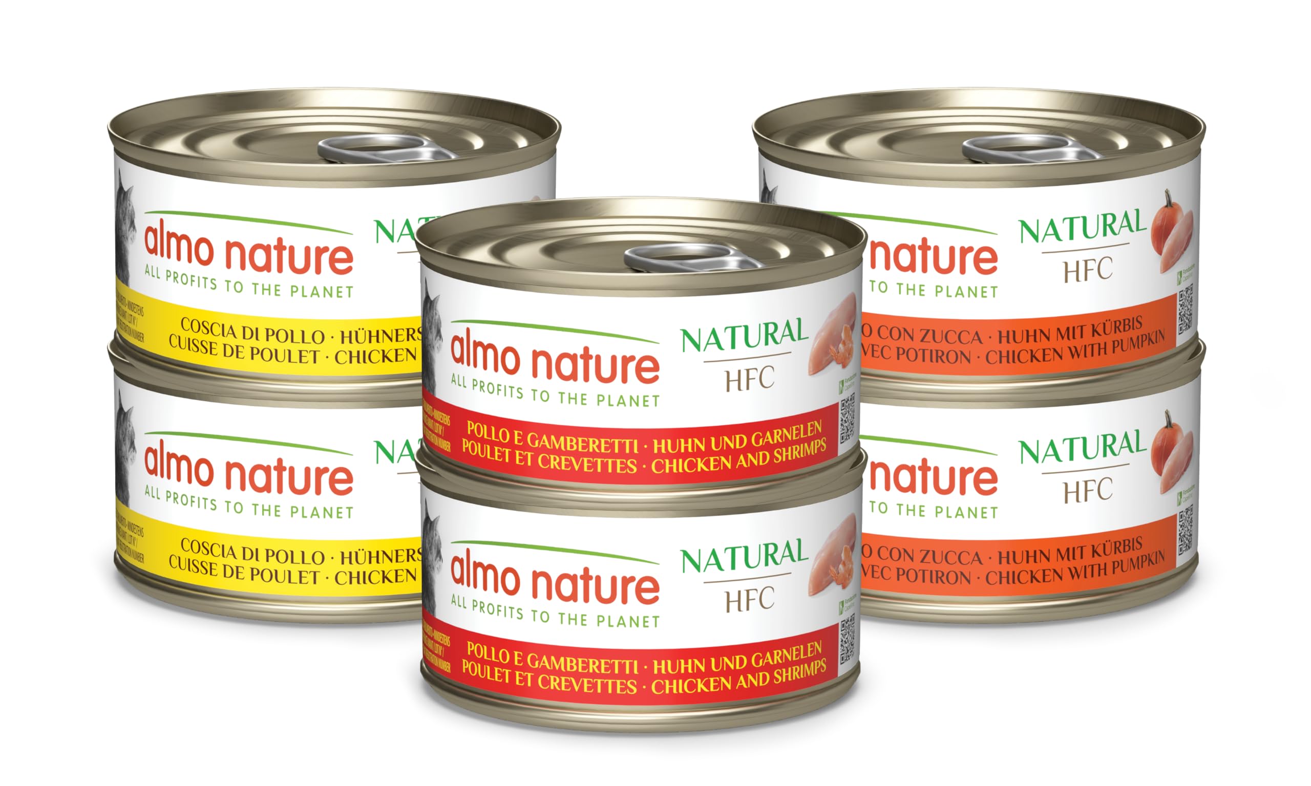 almo nature HFC Natural Aliments Humides pour Chats – Recettes Assorties au Poulet – 70g, Lot de 6