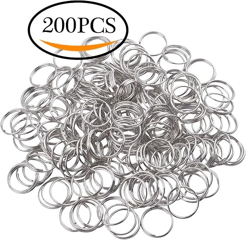Vista 4 de Aylifu 200 anillos de metal divididos, anillos de salto de doble bucle chapados en níquel de 0.63 pulgadas, pequeños anillos de llavero de cristal