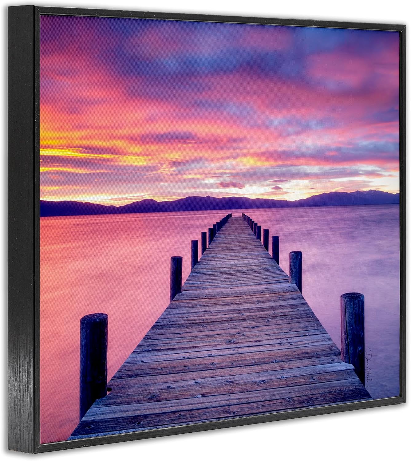 Stupell Industries Purple Sunset Dock Framed Giclee Art Design by Dennis Frates