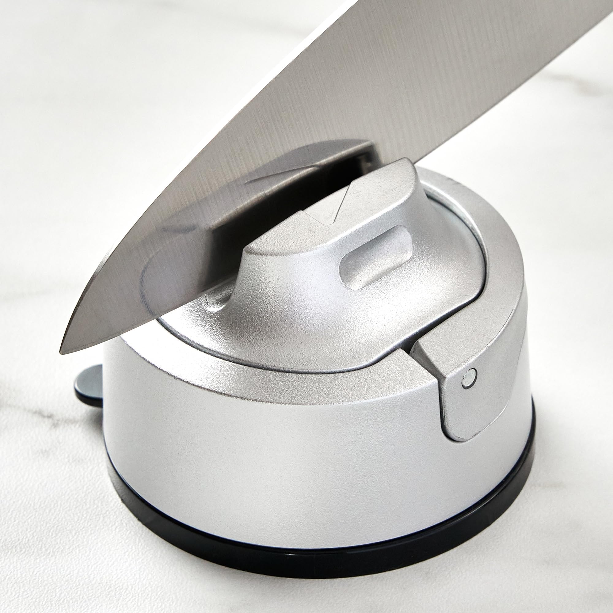 AnySharp Knife Sharpener, Hands-Free Safety, PowerGrip Suction, Safely Sharpens All Kitchen Knives, Ideal for Hardened Steel & Serrated, World's Best, Compact, One Size, Silver — view 61