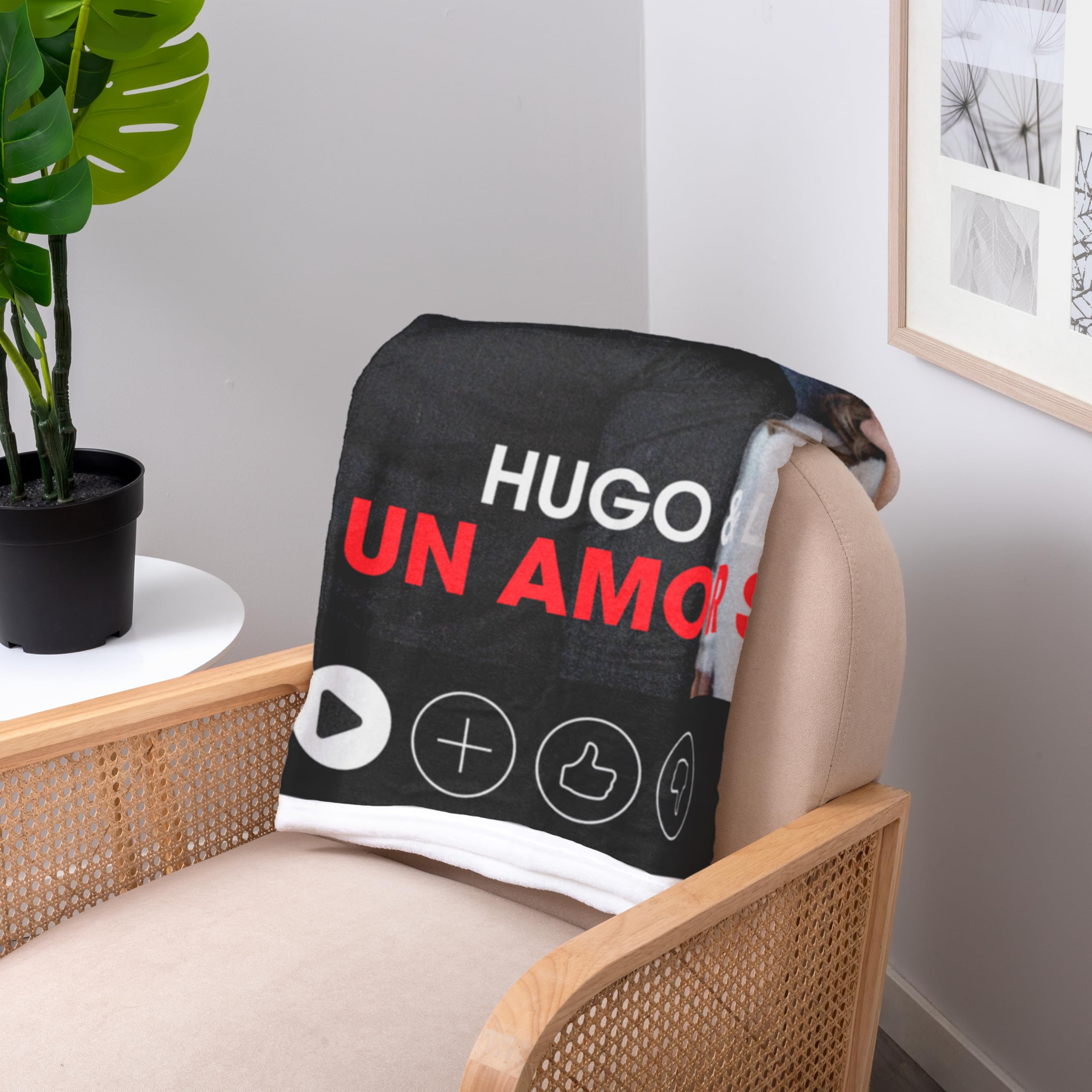 Manta Personalizada con Foto y Texto a Color de Diseño Top 1 Netflix con vuestros Nombres y Título de Película 170x130cm para Sofá o Cama de Abrigo en Invierno (Tela Coralina)