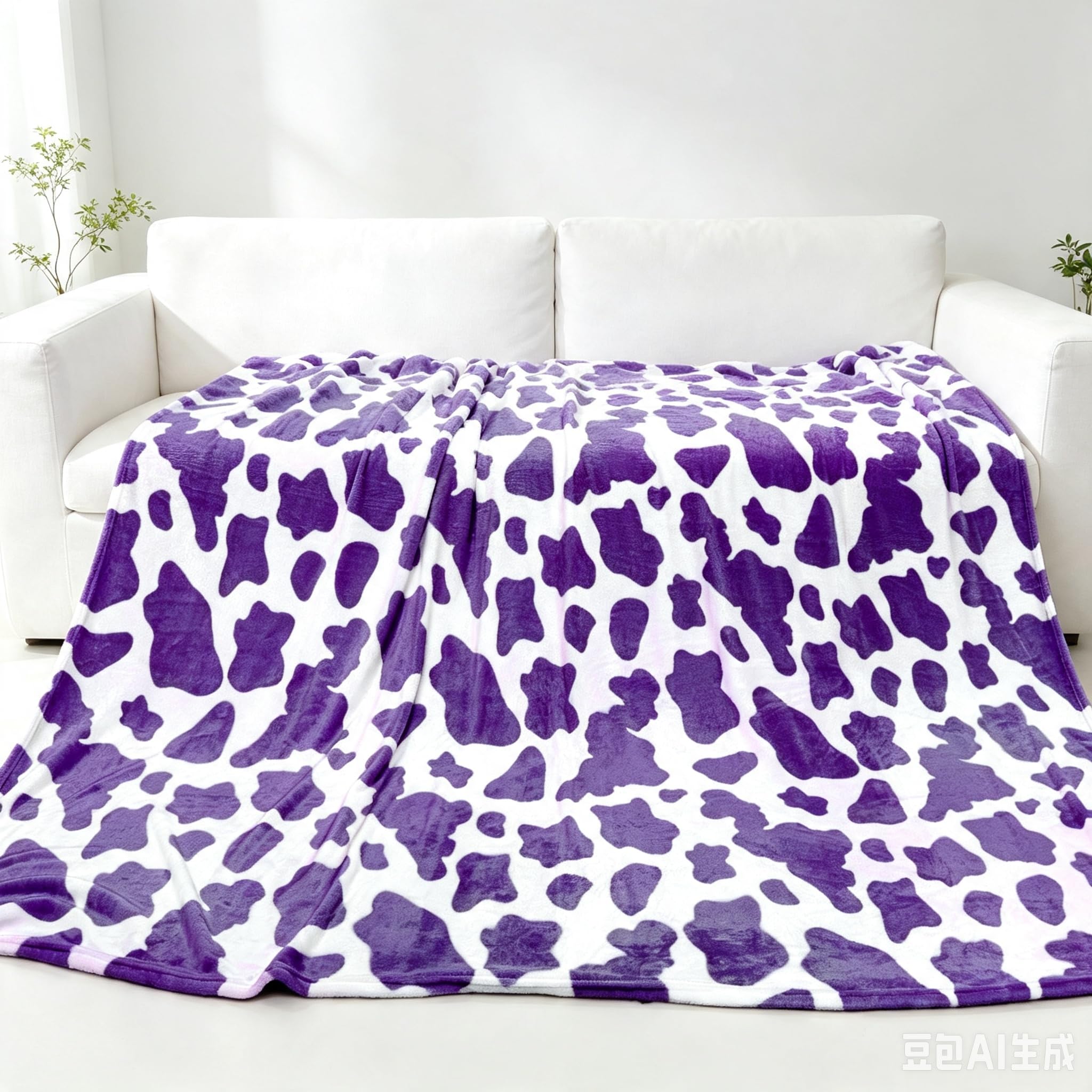 GEULAY Purple Fleece Blanket Queen Size, 90"x90"