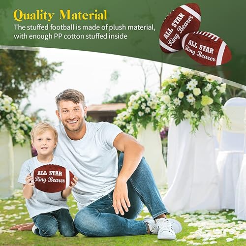 Miniatura 6 de Deekin 2 piezas de 12 pulgadas All Star Ring Bearer Football Plush Baby Football Stuffed Fluffy Toddler Thank You Regalo de boda para niños y niñas