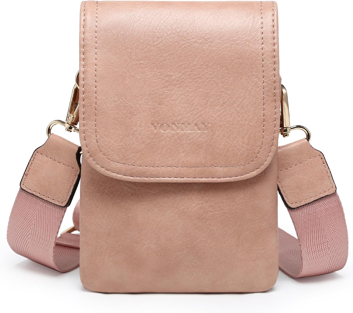 VONMAY Vegan Leather Small Crossbody Bags for Women, 3 Compartment Cell Phone Wallet Purses with Adjustable Guitar Strap | Vegan Leather, Small, 3 Compartment