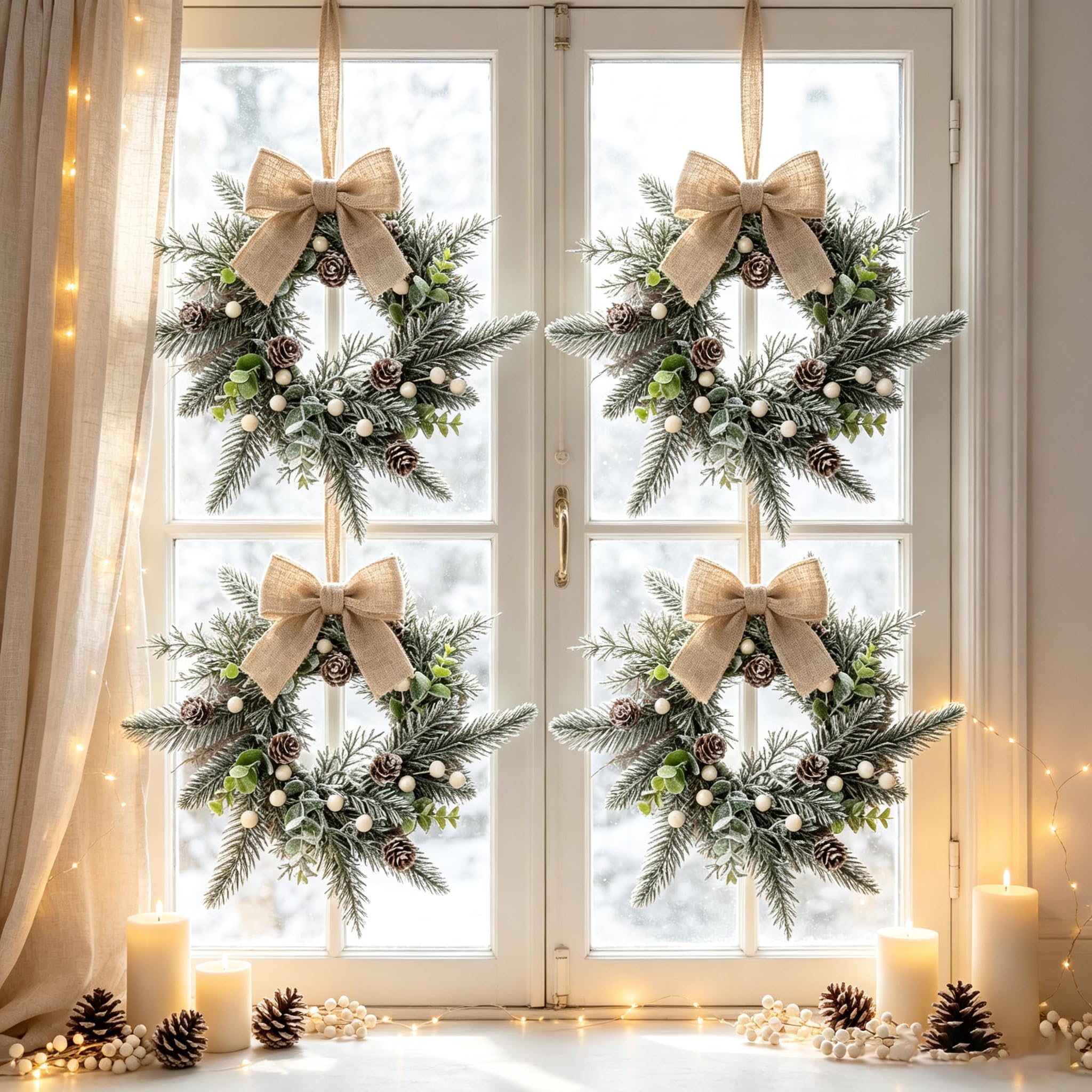 Ghirlanda artificiale verde primaverile estiva con mini eucalipto per mobili da cucina, con nastro, per porta d'ingresso, portico, parete, finestra, decorazione per casa colonica (6, cedro)