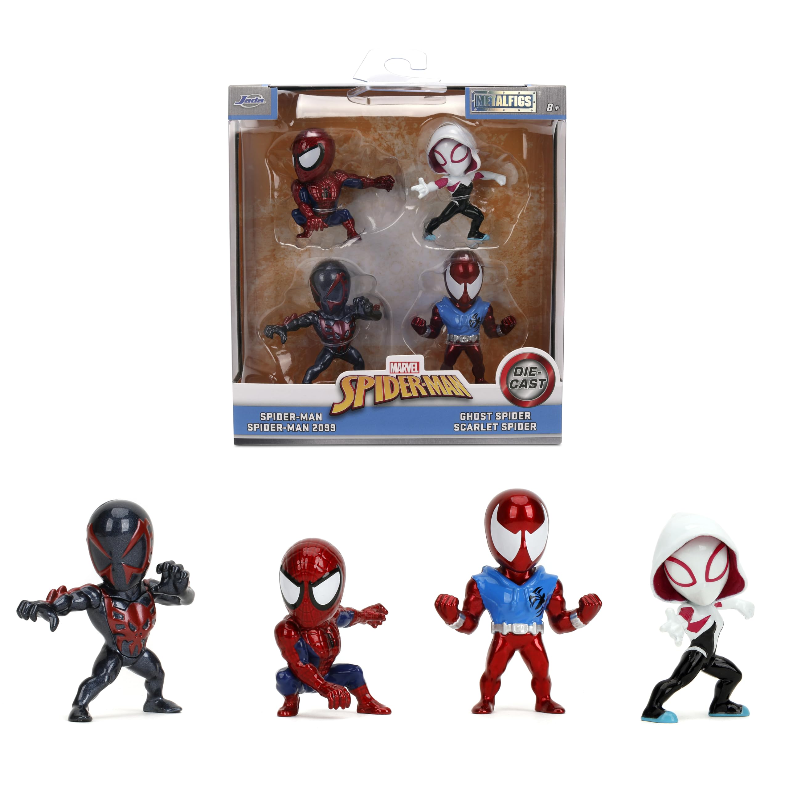 Marvel Spider-Man Metalfigs 4-Pack Wave 4– 2.5” Die-Cast Figures Toys– Collectible Figuri…