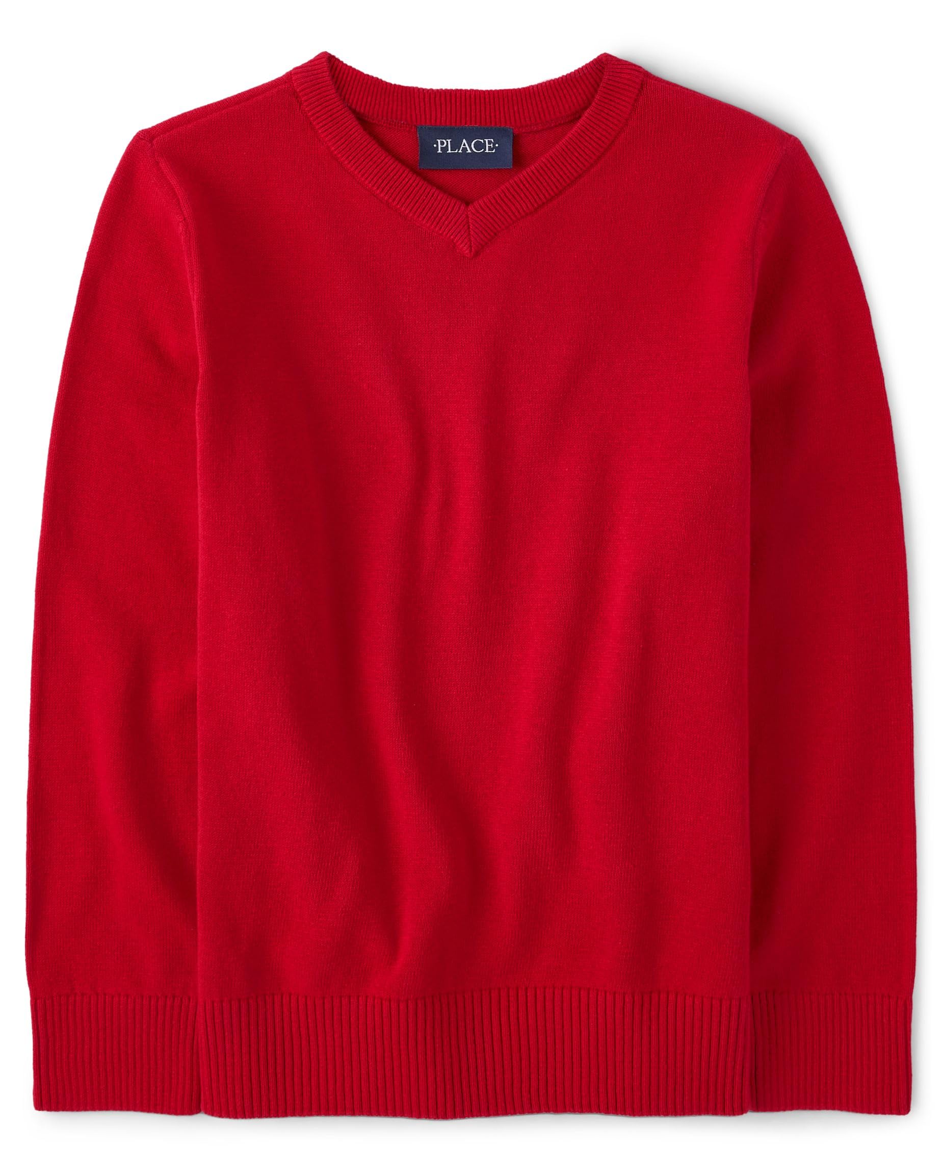 The Children's Place Boys' Long Sleeve V-Neck Pullover Sweater