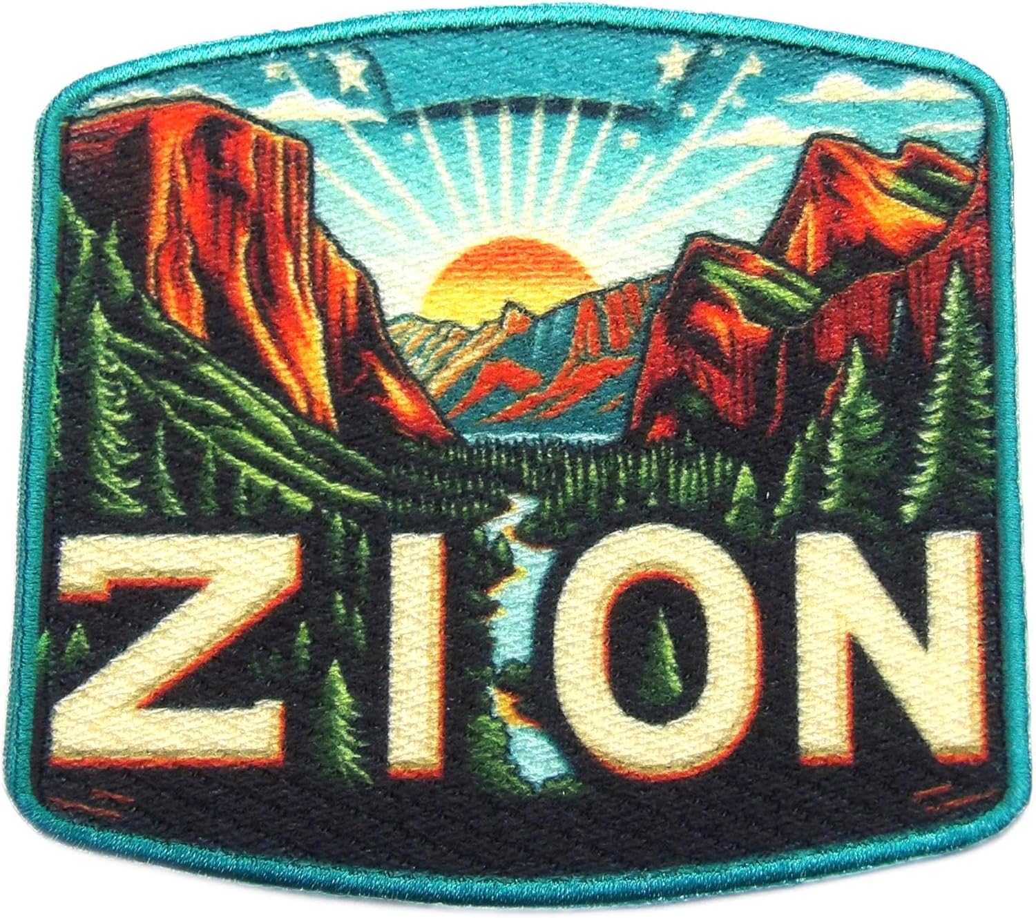 Zion National Park Patch 10.5" Iron-on Applique for Clothing Vest Jacket Backpack, Nature Badge, Sew-on Decorative Craft, Forest Trees, Wild Animal, Travel and Places, Souvenir, Hiking Trails, S3
