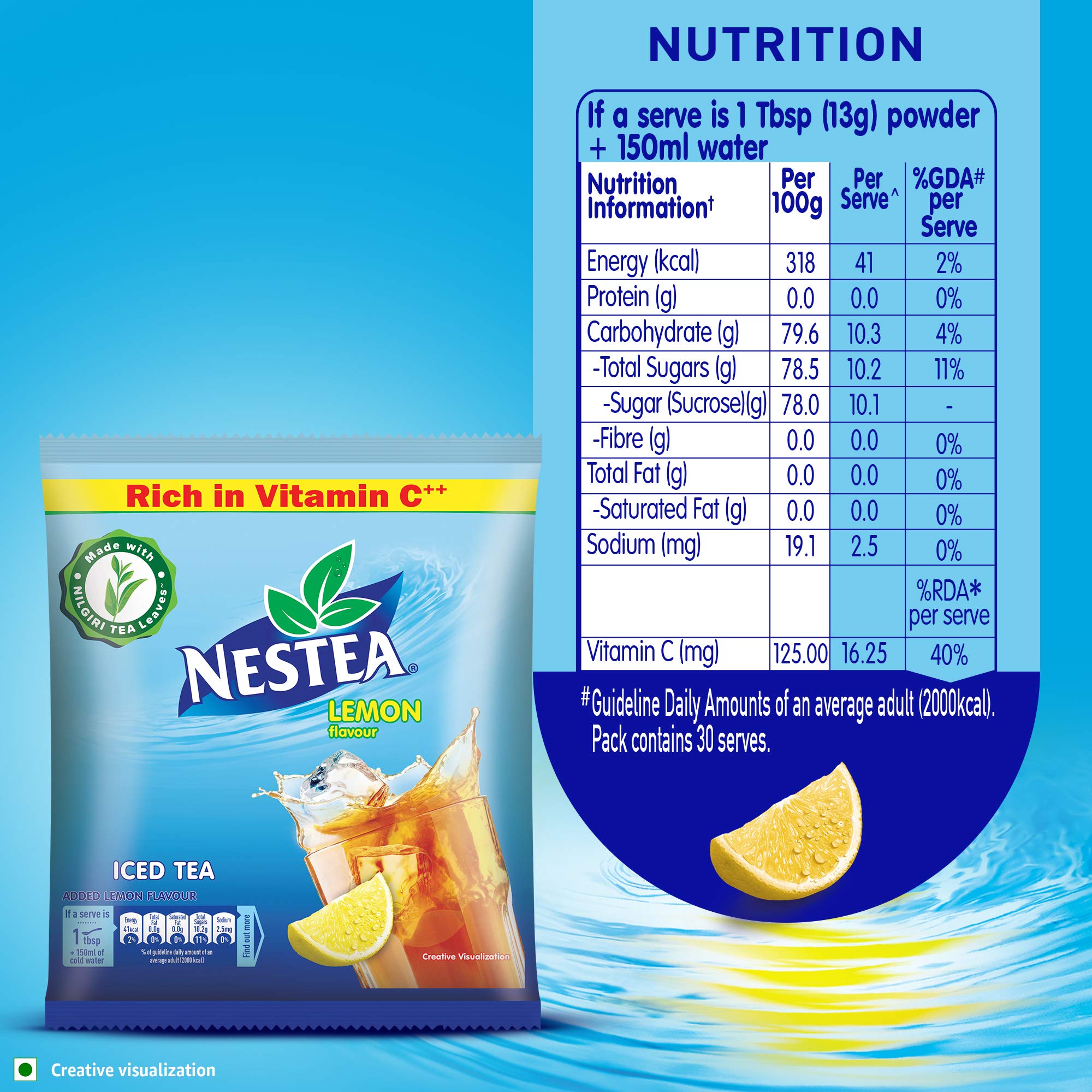 NESTEA Instant Iced Tea, Lemon Flavour 400g Pouch Buy Online in