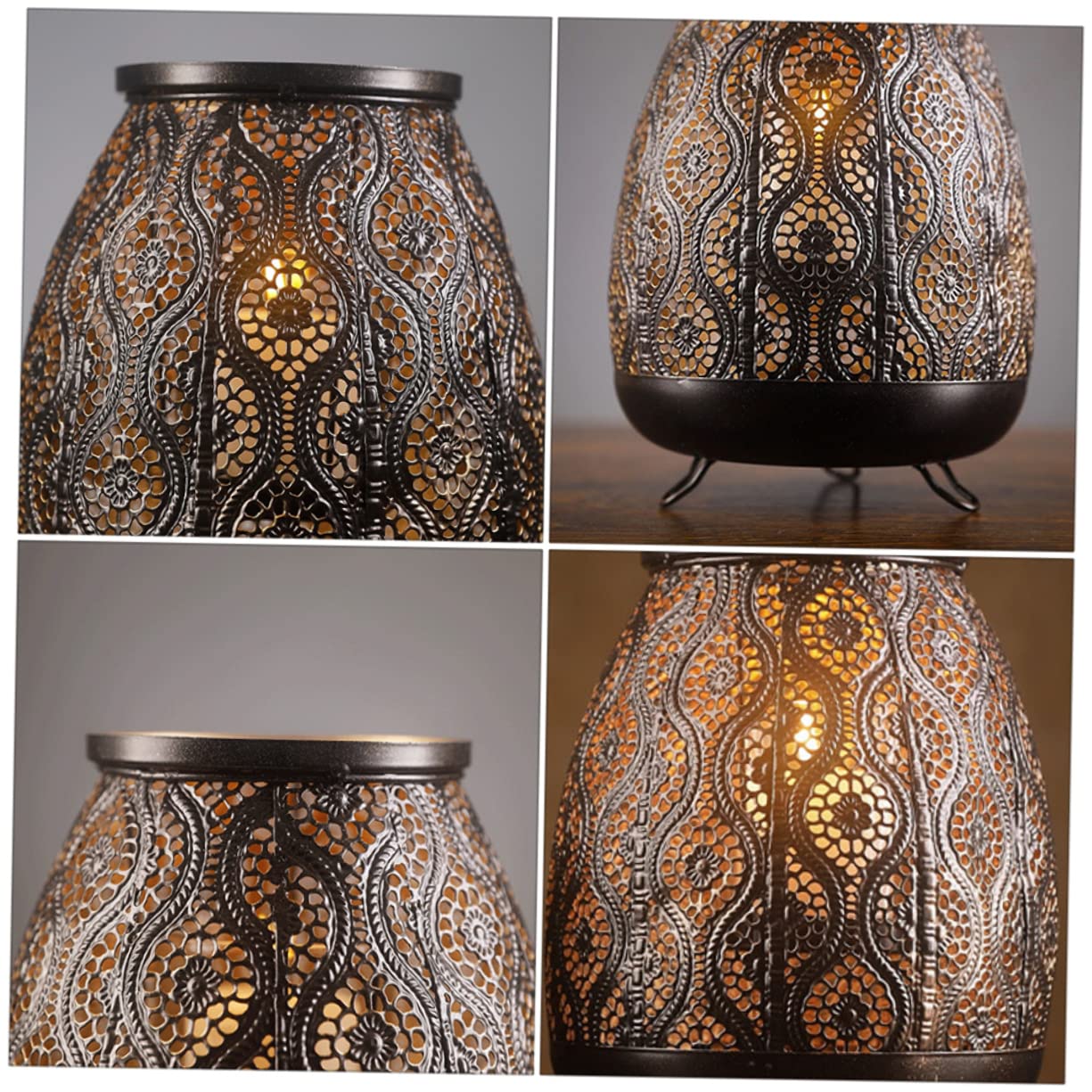 Schwarze Laterne aus Eisen, Handgefertigt, Deko Ornament | Hohlmuster, Schnitztechnik, Feine Verarbeitung, Geeignet für Feier und Hochzeit