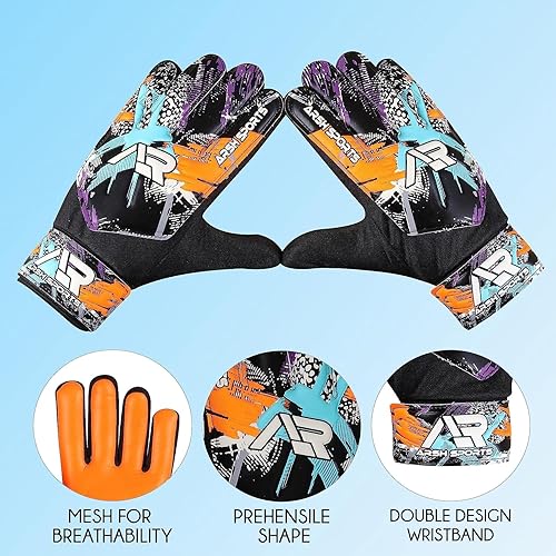 Miniatura 7 de Arsh Sports Guantes de portero de fútbol, guantes de portero de fútbol para niños y jóvenes con látex de 0.157 pulgadas (0.157 in) con agarre pesado