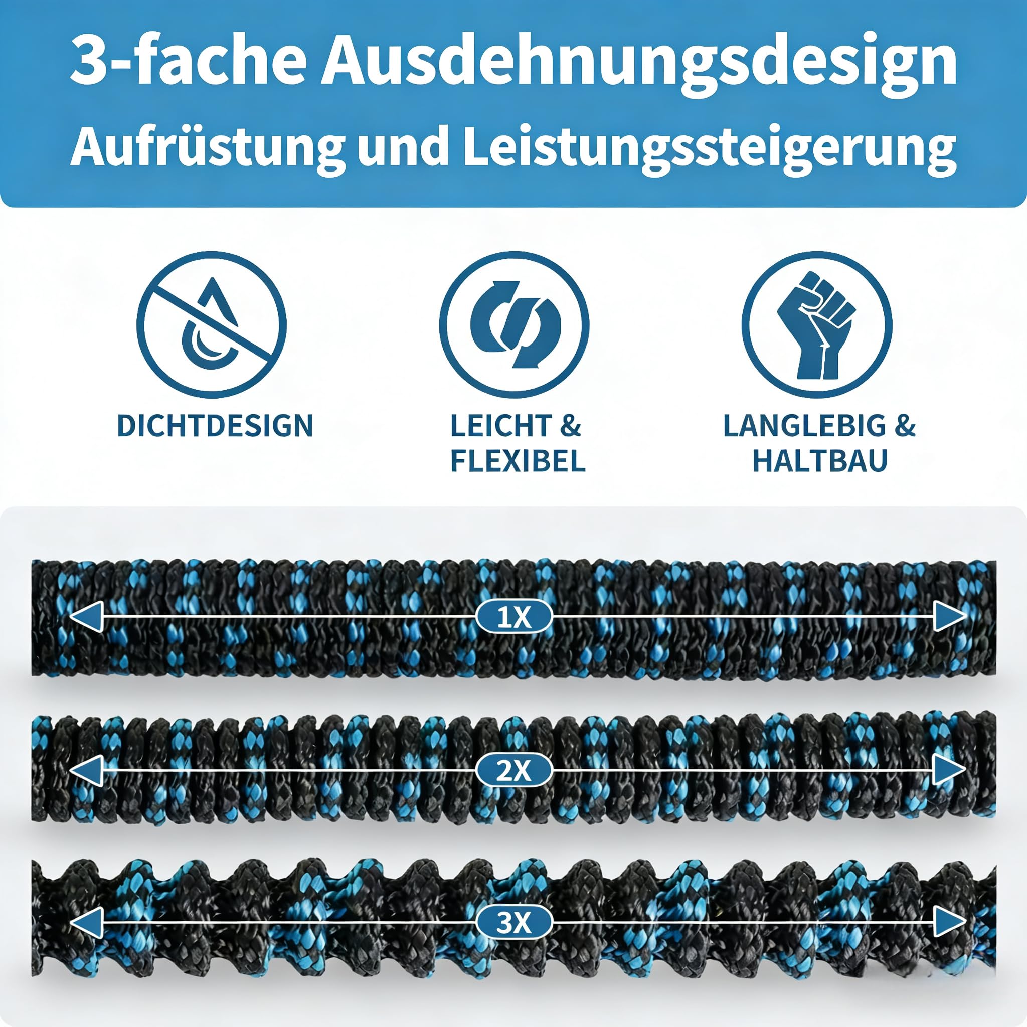 Flexibler Wasserschlauch, Gartenschlauch Flexibel, Bewässerungsschlauch, Dehnbarer Flexschlauc mit 1/2 zoll und 3/4 zoll Messingverschraubungen, 3-Fach Latex Balkonschlauch, Garden Hose (100FT)