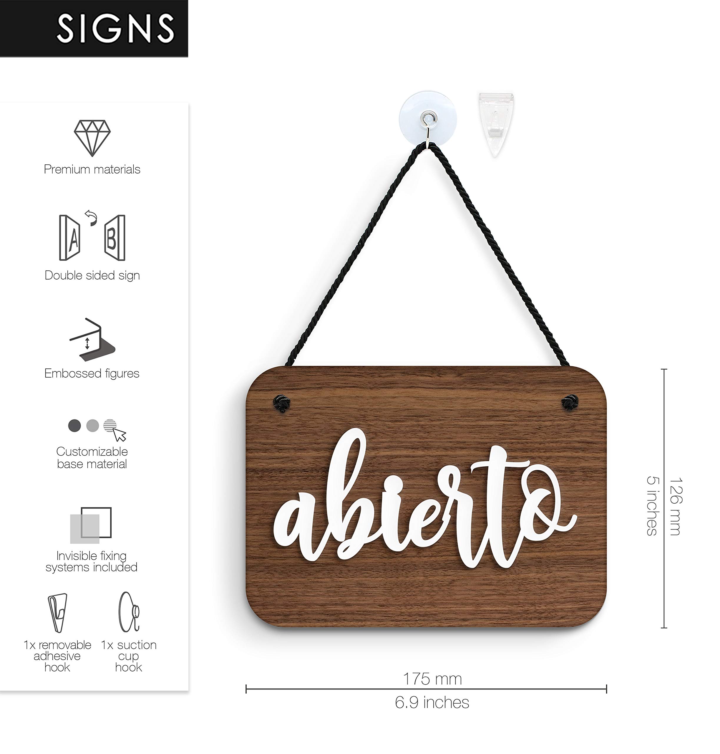 SIGNS | Shabby Chic - Abierto Cerrado cartel doble cara signo [OC12] - Placa de la puerta colgante de doble cara - Letrero de la tienda comercial reversible