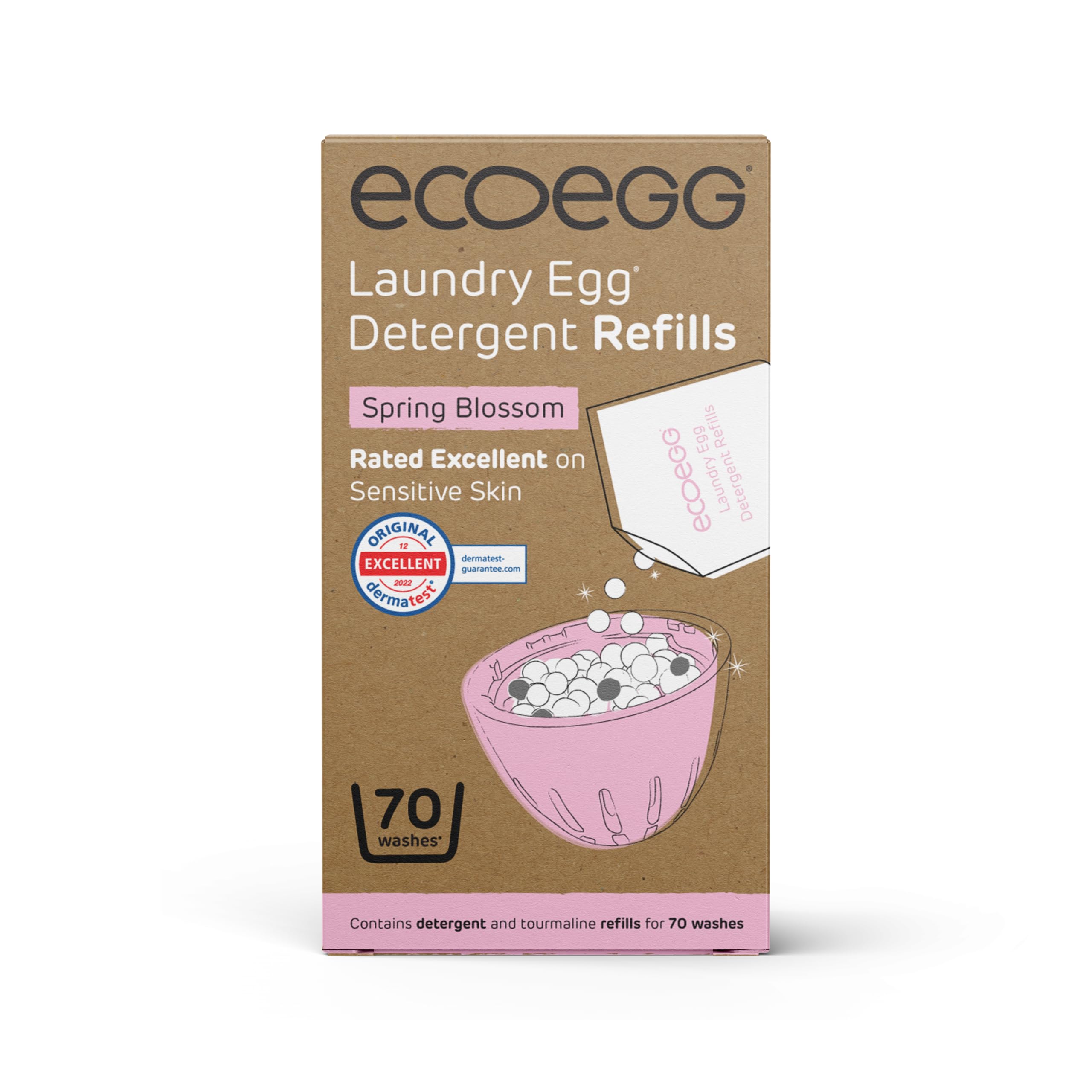 Laundry Egg Refill Detergent Pellets | 70 Washes | Spring Blossom | No enzymes, chlorine bleaches, phosphates, parabens, SLS/SLES or palm oil