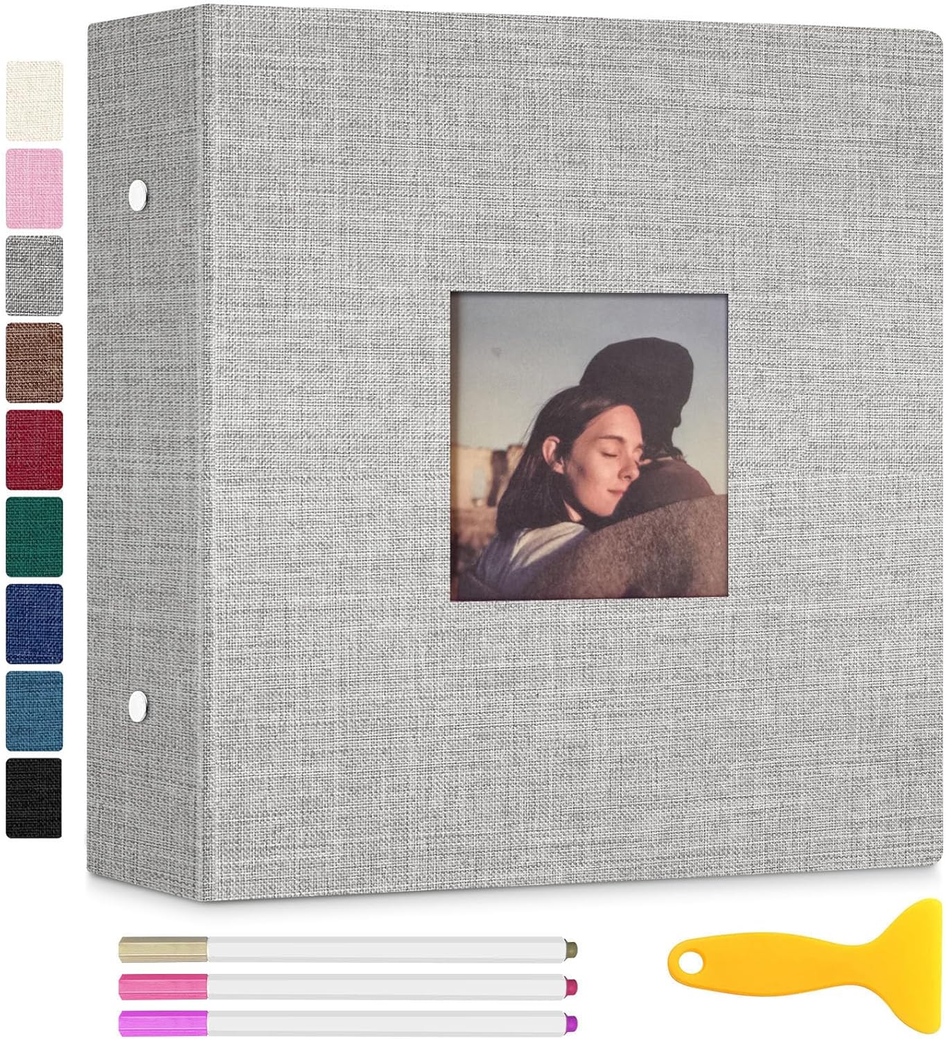 Zesthouse Photo Album Self Adhesive with Picture Display Window, 3-Ring Scrapbook Albums 60 Pages Holds 8x10 5x7 4x6 Photos, DIY Photo Book Ideal Gift for Family Wedding Baby