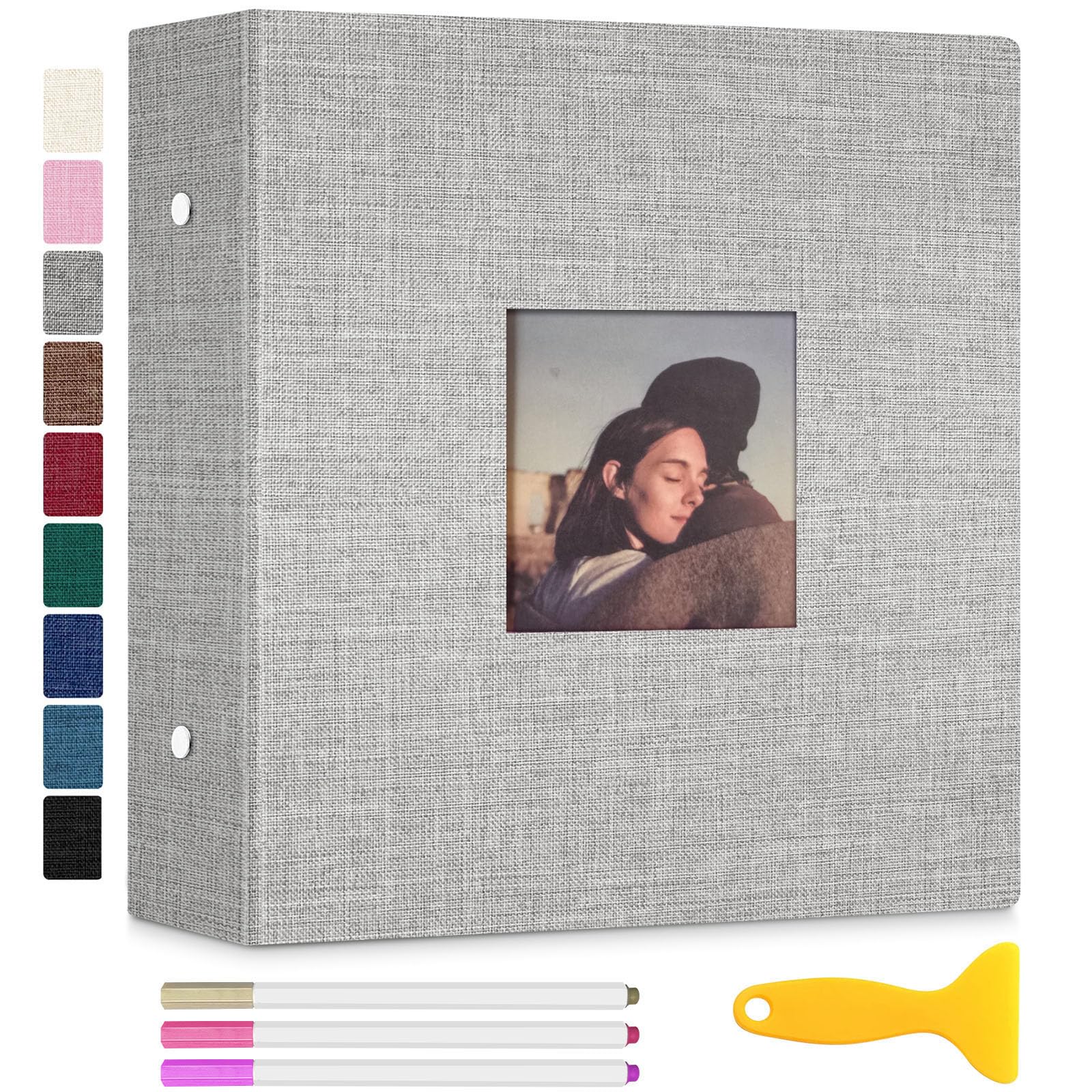 Zesthouse Album na zdjęcia z okienkiem ekspozycyjnym, 3-pierścieniowy, album do scrapbookingu, 60 stron, pomieści zdjęcia 8 x 10, 5 x 7, 4 x 6 cm, fotoksiążka DIY, idealny prezent dla rodziny, na ślub