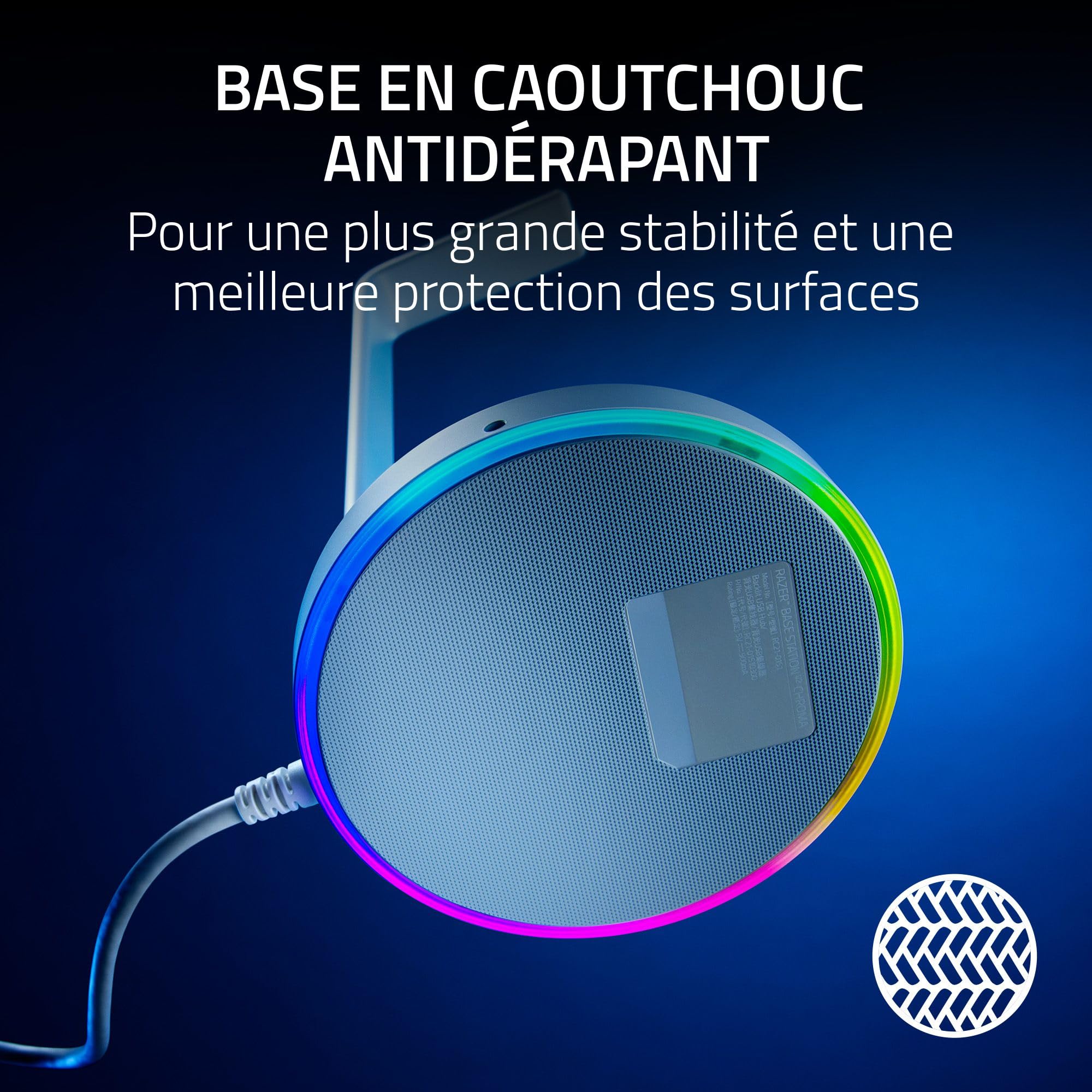 Razer Base Station V2 Chroma - Support pour Casque avec concentrateur USB (Éclairage Chroma RGB - 2 Ports USB 3.1, Base antidérapante, Conçu pour Les Casques de Jeu) Noir