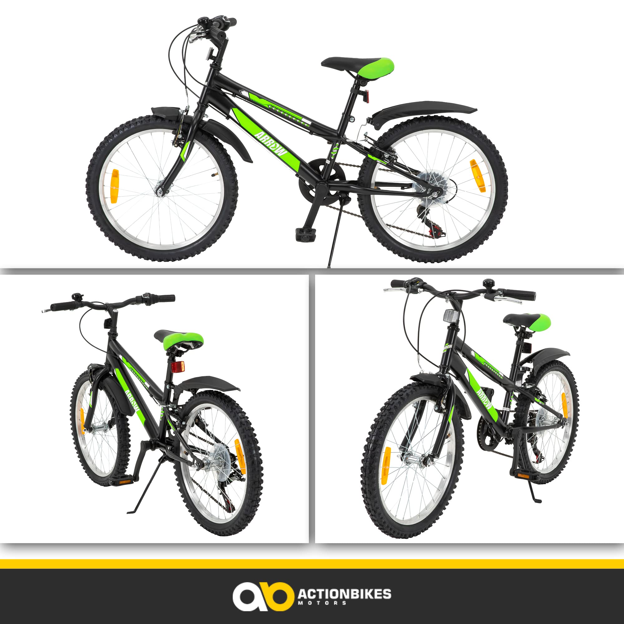 Actionbikes Kinderfahrrad Arrow | 20 Zoll 24 Zoll - V-Brake Bremsen - Fahrrad für Kinder von 6-12 Jahren - Schutzblech v. / h - Kinder Fahrrad für Mädchen & Jungen - Fahrräder - Bicycle - Kinderrad