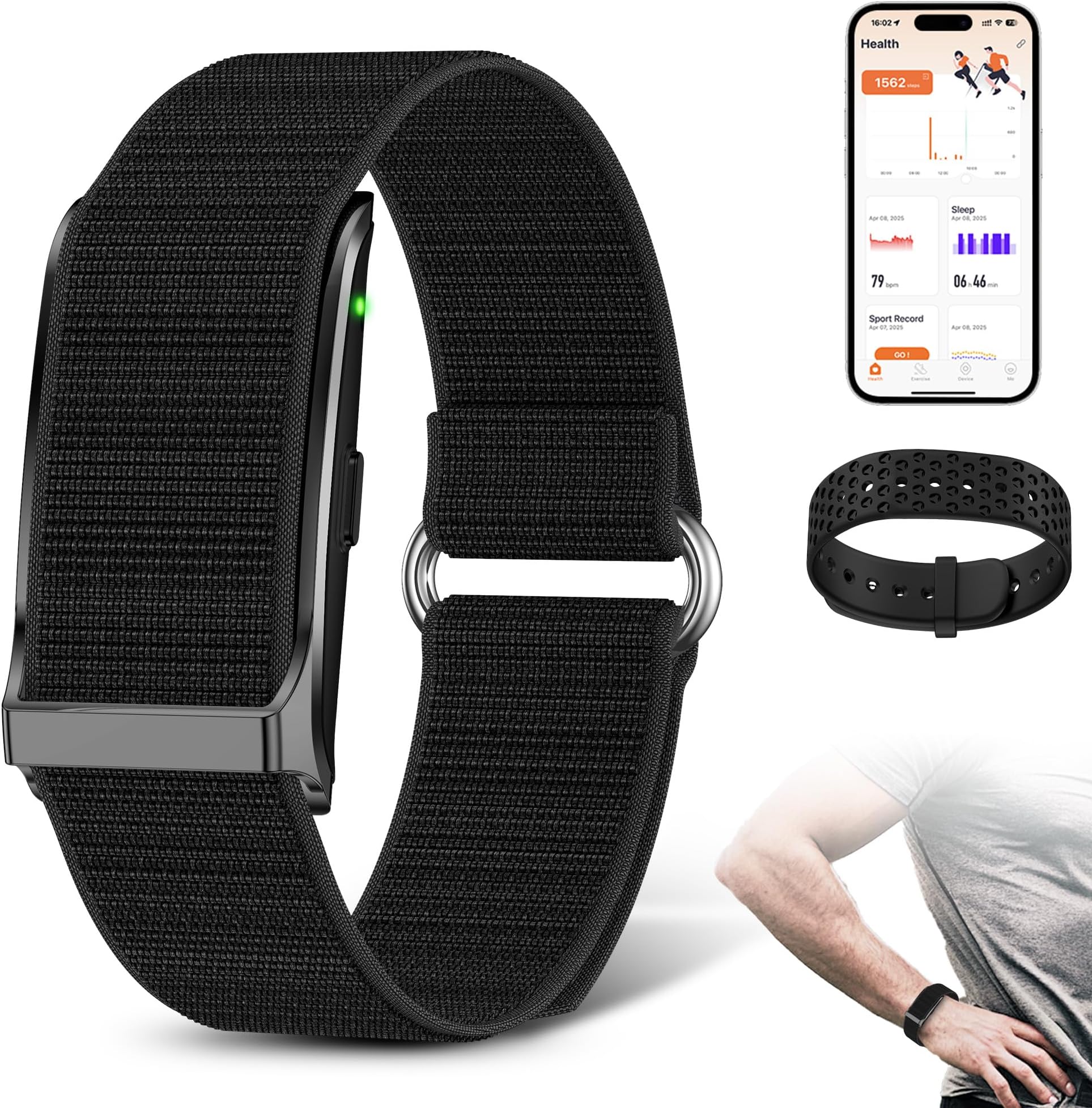Hadrono Smart Health Wristband, Wearable Health Fitness Tracker, 120+ Sports Modes, All-Day Automatic Monitoring, with Pedometer/Improve Sleep/Stress/Health, IP68 Waterproof, 2 Pack Bands, Free APP