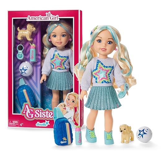American Girl, AG Sisters Jozette Doll, with Blue Eyes, Long Wavy Blonde Hair with Blue Highlights, 14.5", Ages 4+