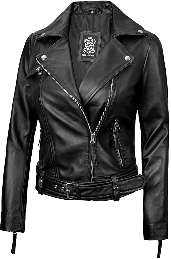 Blingsoul Womens Real Leather Jacket - Asymmetrical Leather Jackets for Women